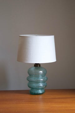 Skansen Glas, Organic Table Lamp, Blue-Colored Blown Glass, Sweden, 1930s