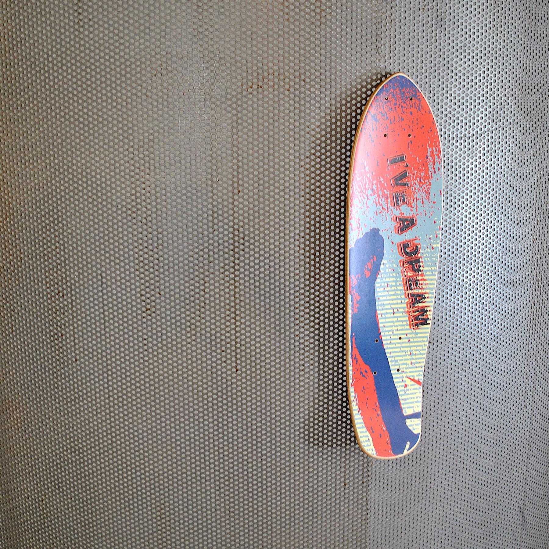 Pio Schena skateboard deck
Title: I'have a dream
Limited edition of 10 pcs.
Archival print on cold pressed steep natural skate deck – Handmade
Consisting of 5 layers in beech and two layers in maple.