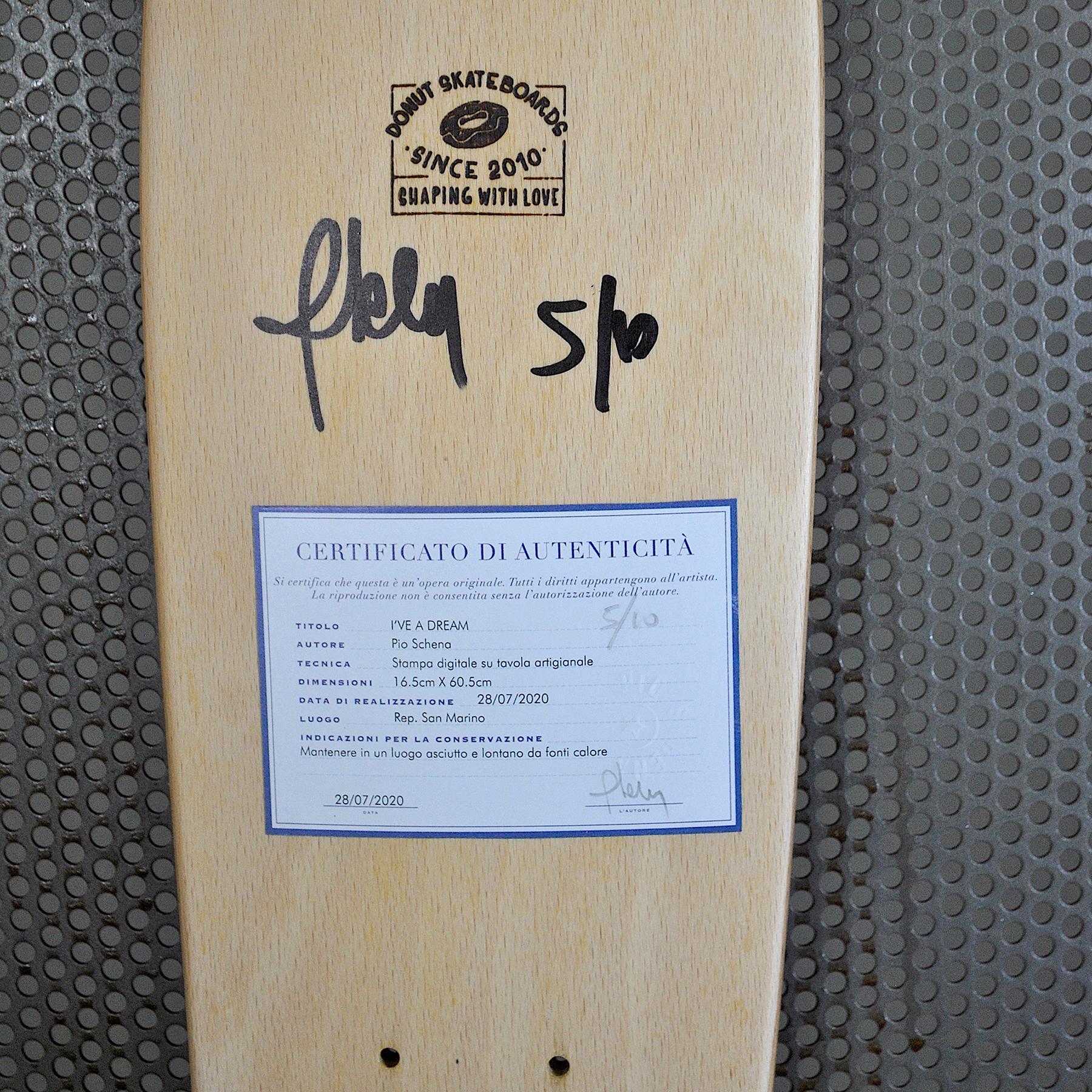 Skate Deck Handmade Limited Edition by Pio Schena In Excellent Condition For Sale In bari, IT