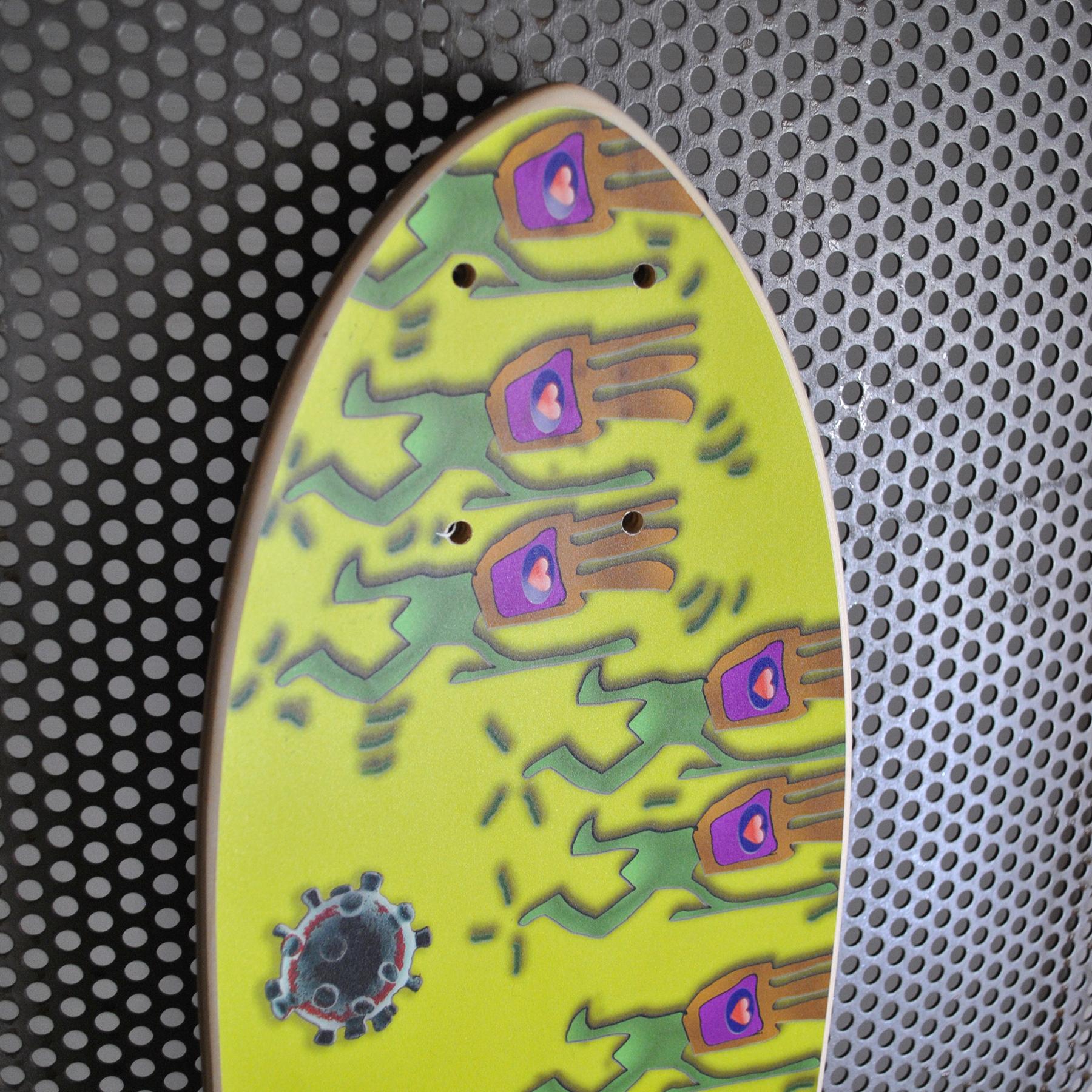Cold-Painted Skate Deck Handmade in Italy Limited Edition by Pio Schena