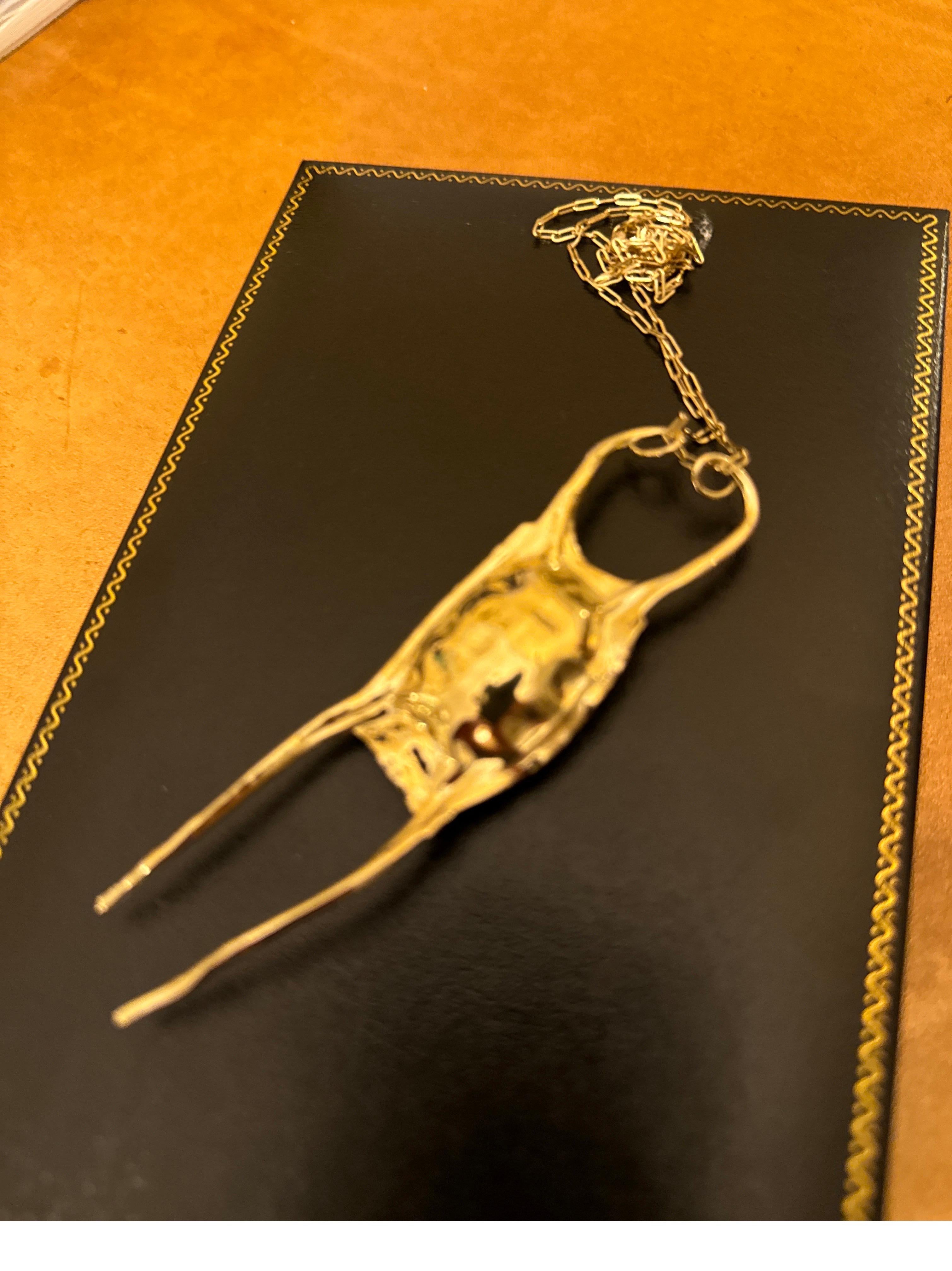 Orange Skate Egg Case (aka Mermaid’s Purse) in 14K Yellow Gold For Sale
