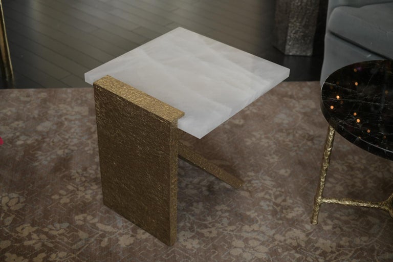 Contemporary SKC Rock Crystal Side Tables by Phoenix For Sale