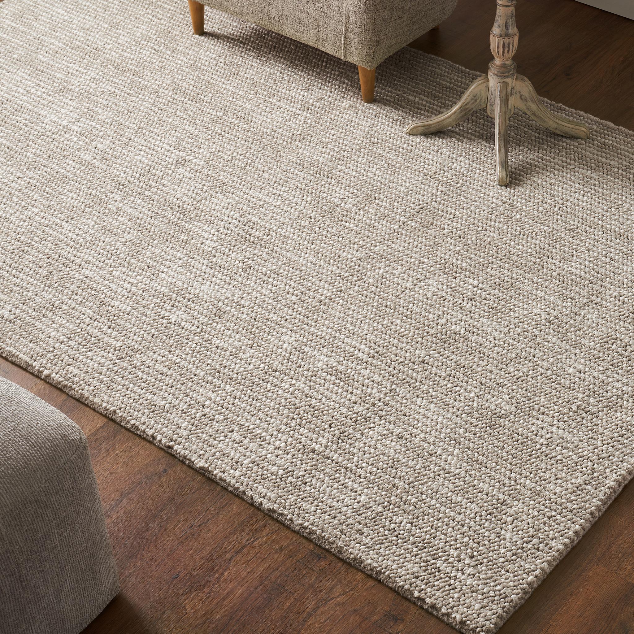 Indiano Tappeto Skeane 6x9ft in lana frassino/juta a strisce grosse con design di lusso tessuto a mano in vendita