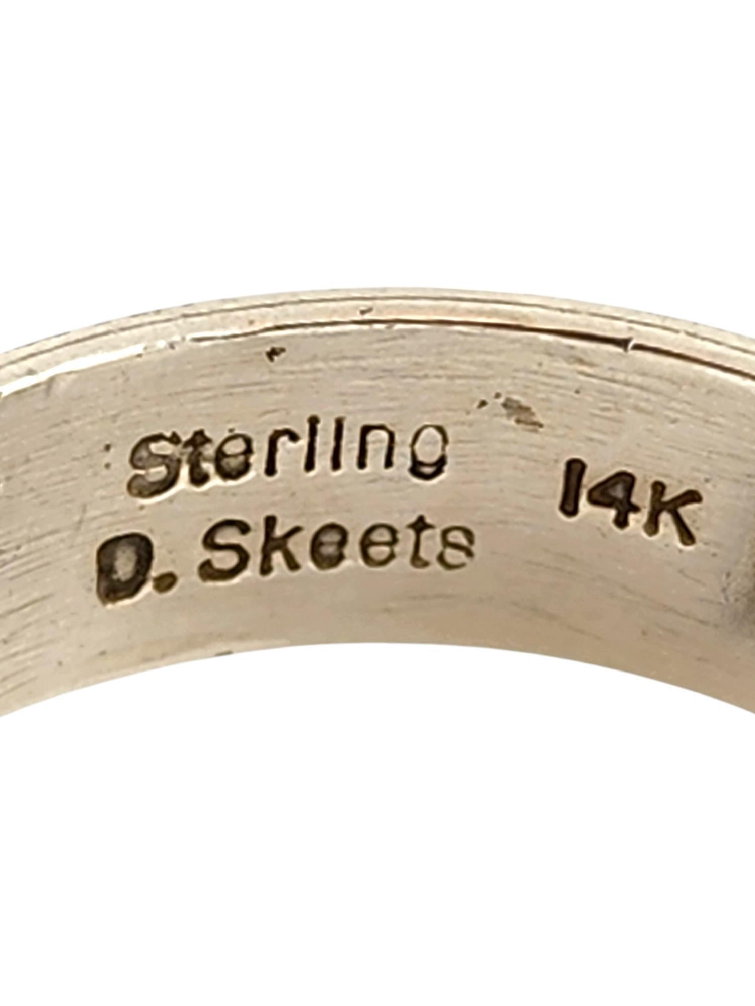 Skeets 14K Yellow Gold Sterling Silver Navajo Wave Band Ring Size 8.75 #20097 For Sale 1