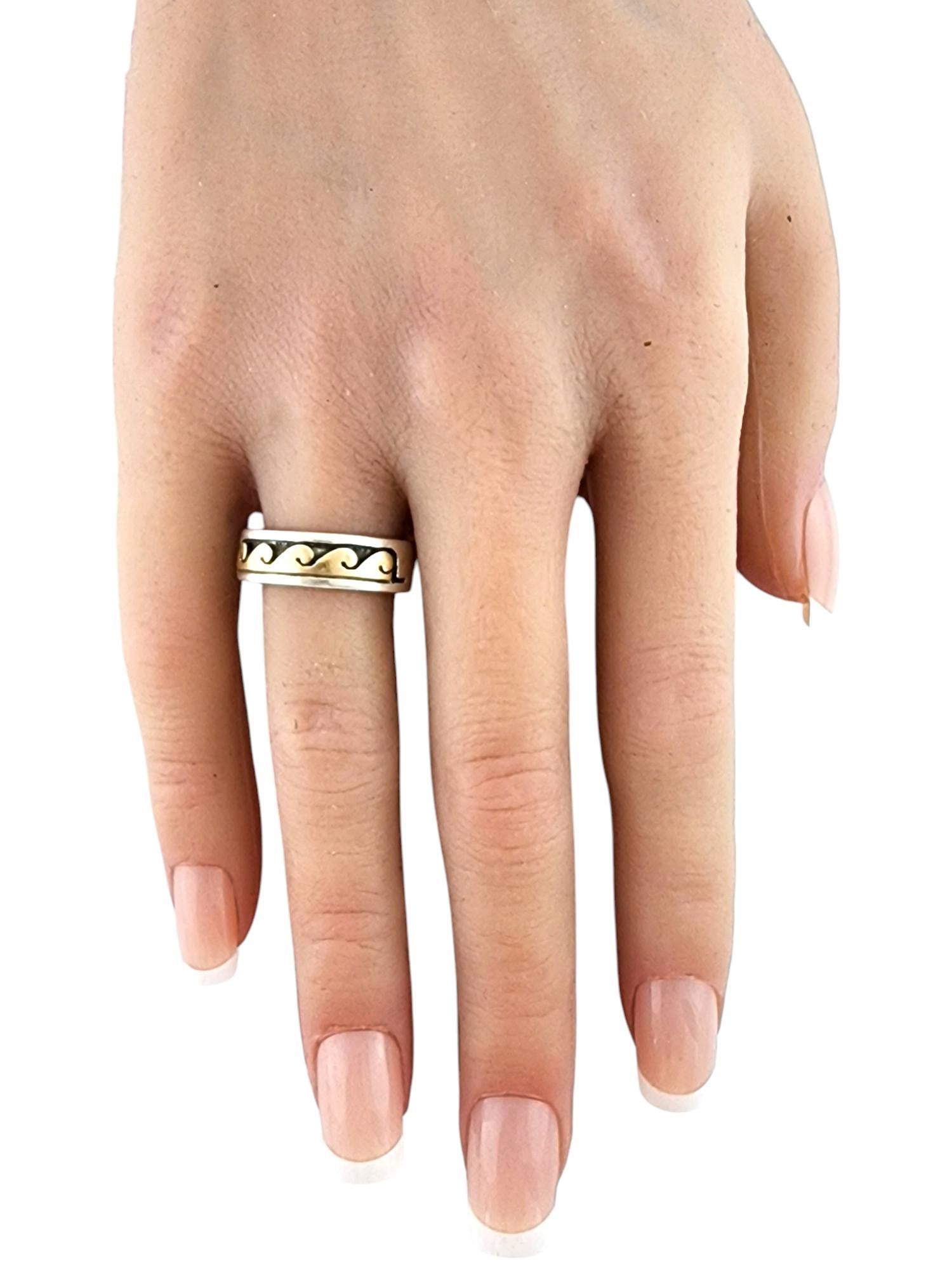 Skeets 14K Yellow Gold Sterling Silver Navajo Wave Band Ring Size 8.75 #20097 For Sale 2