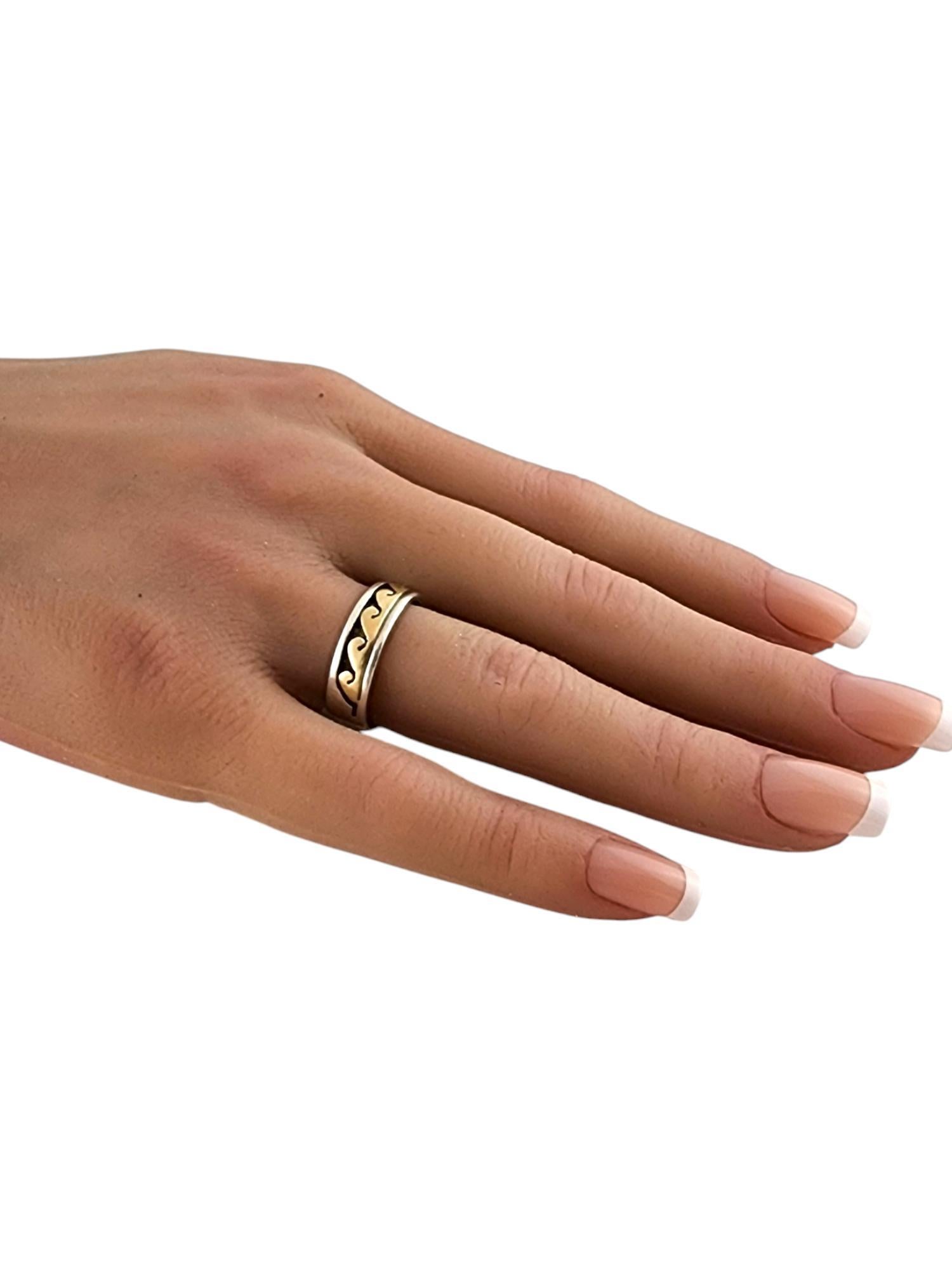Skeets 14K Yellow Gold Sterling Silver Navajo Wave Band Ring Size 8.75 #20097 For Sale 3