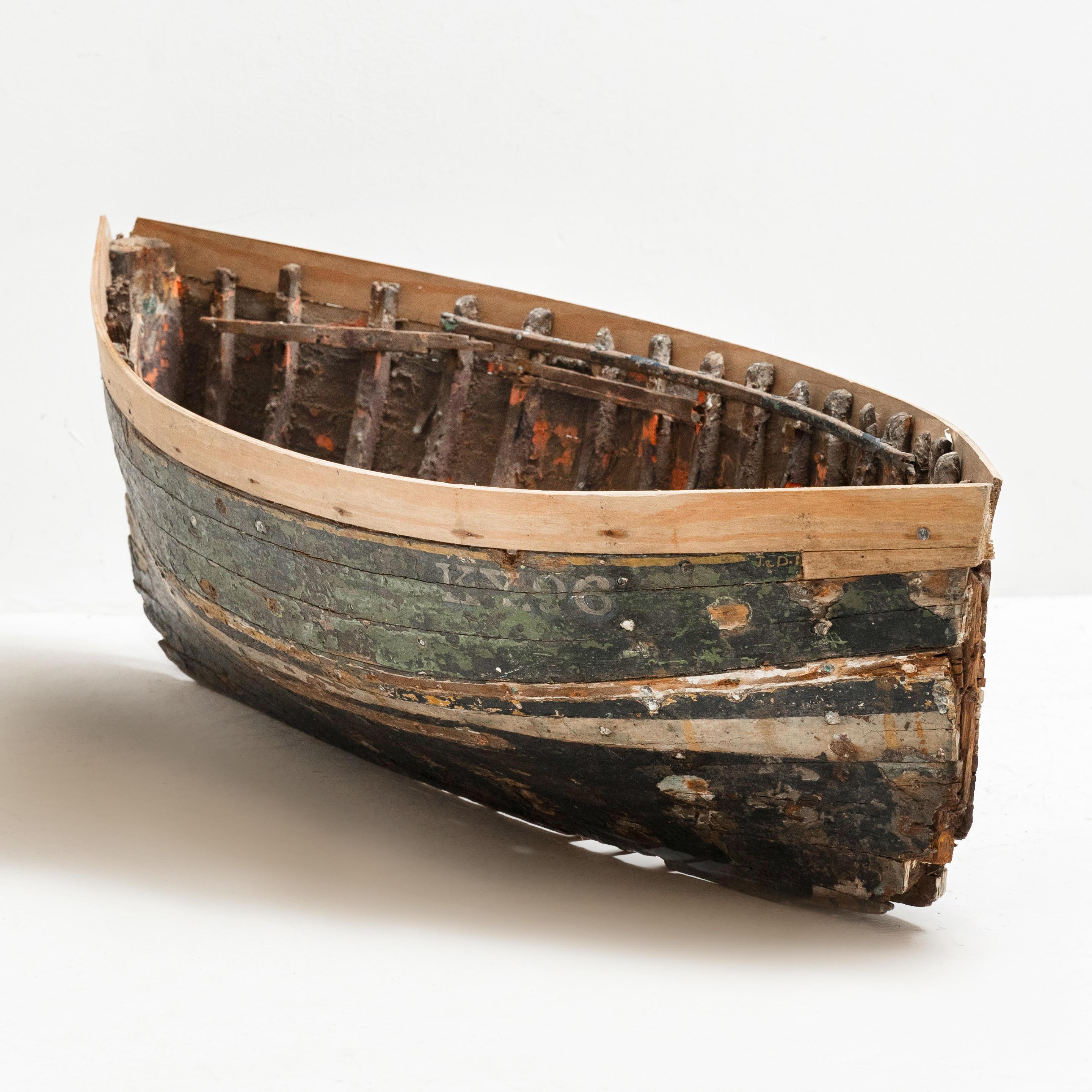 Hand-Carved Skeleton Boat Hull Model circa 1840 For Sale