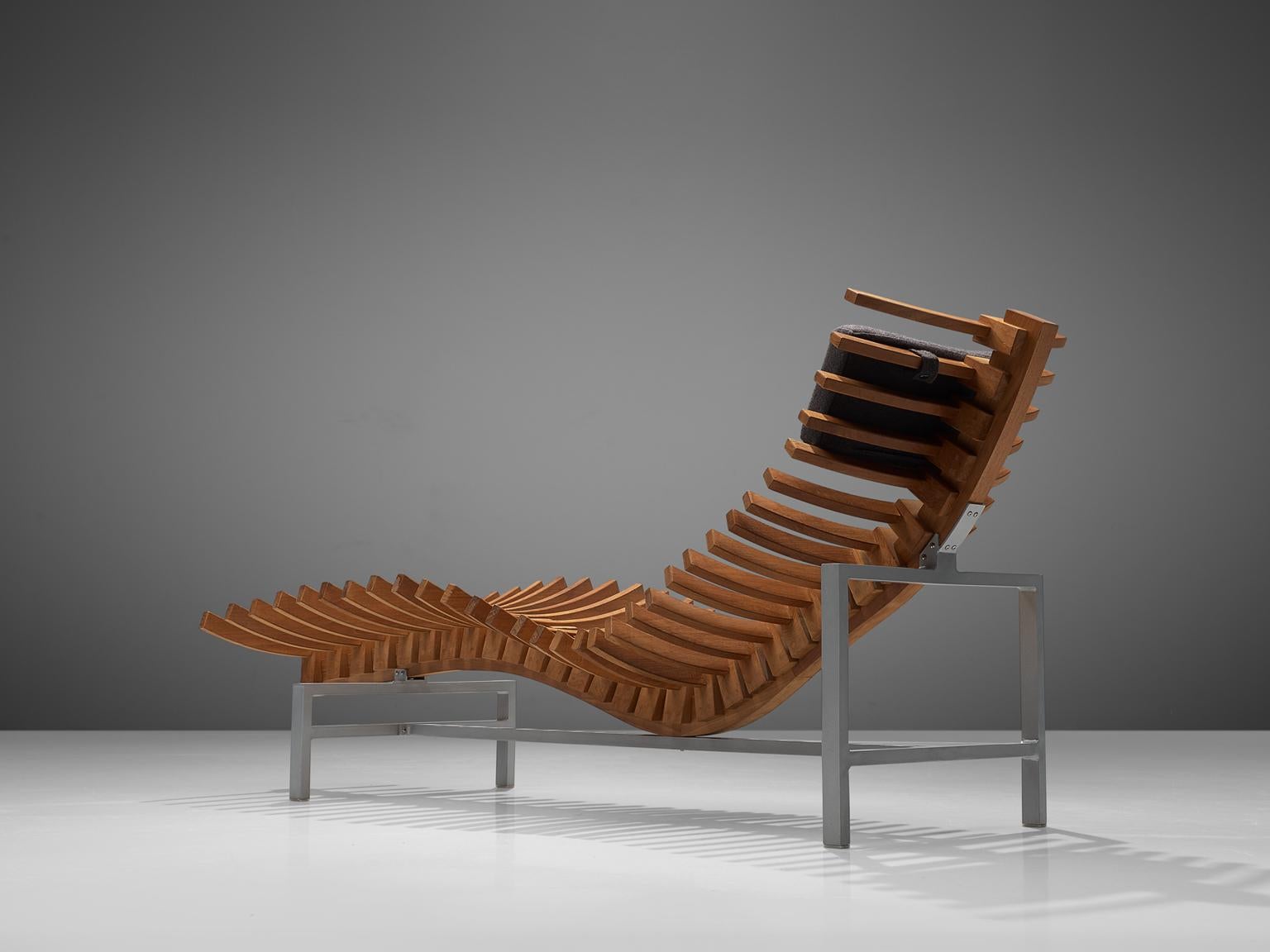 Dutch 'Skeleton' Chaise Longue in Teak