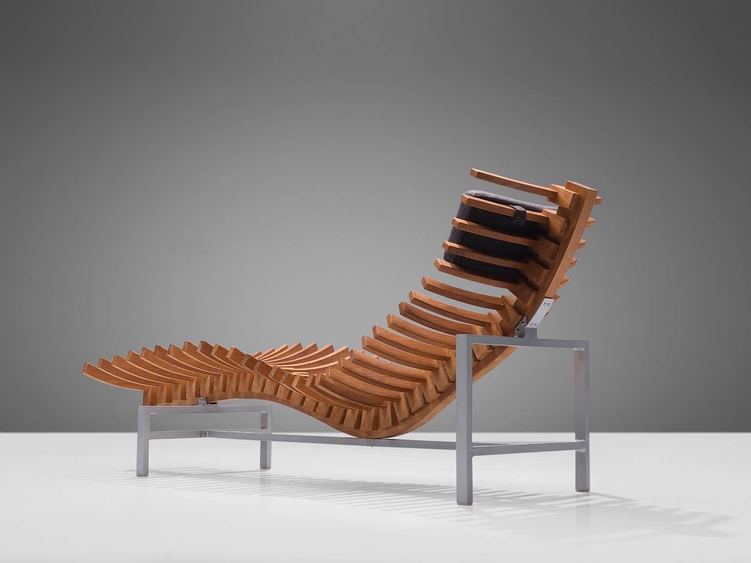 Dutch 'Skeleton' Chaise Longue in Teak