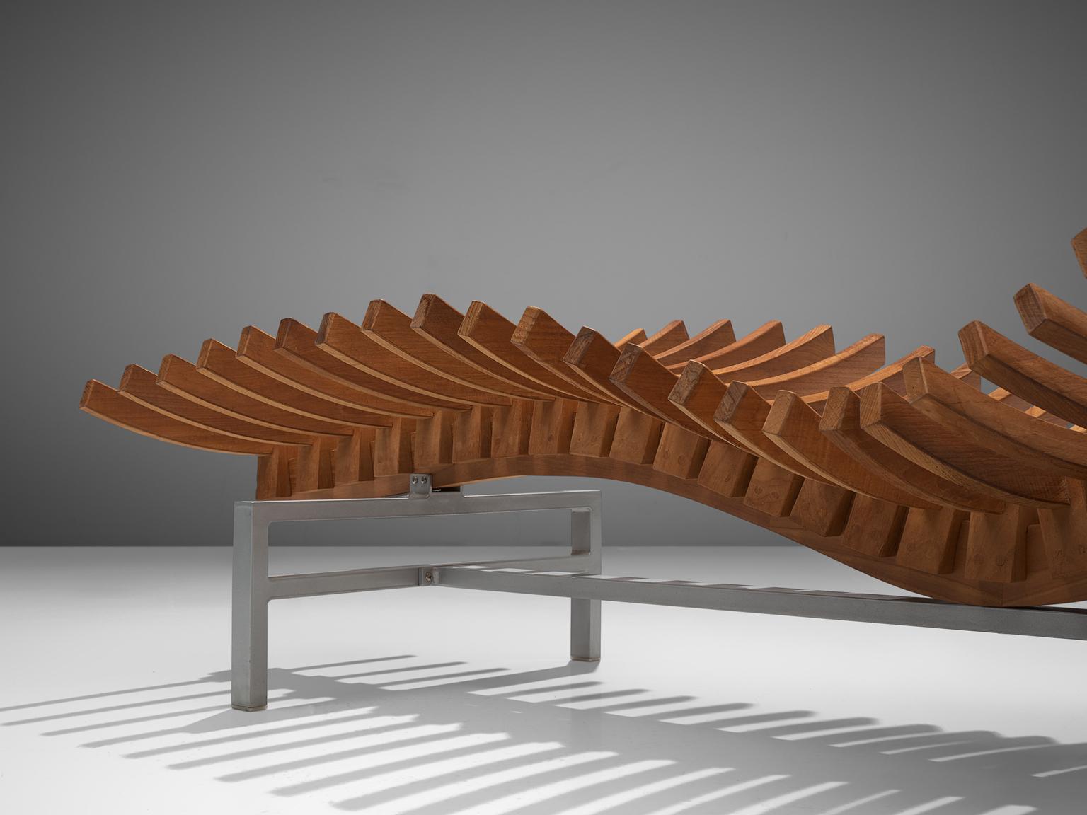 Late 20th Century 'Skeleton' Chaise Longue in Teak