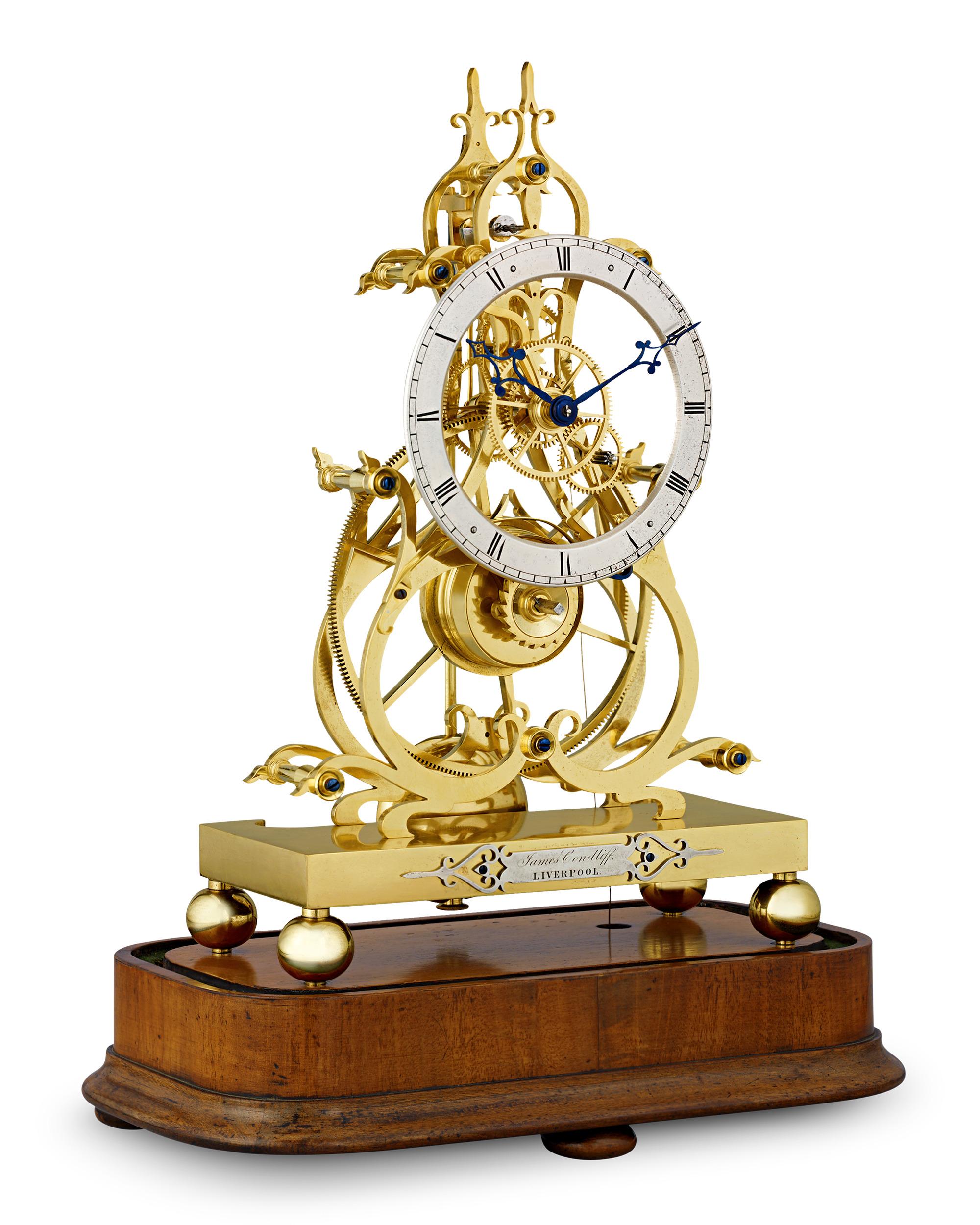 Victorian Skeleton Clock By James Condliff For Sale