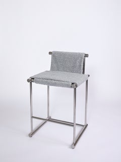 Skeleton, Counter Chair in Brushed Stainless with Boucle