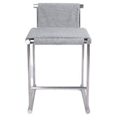 Skeleton, Counter Chair in Brushed Stainless with Boucle