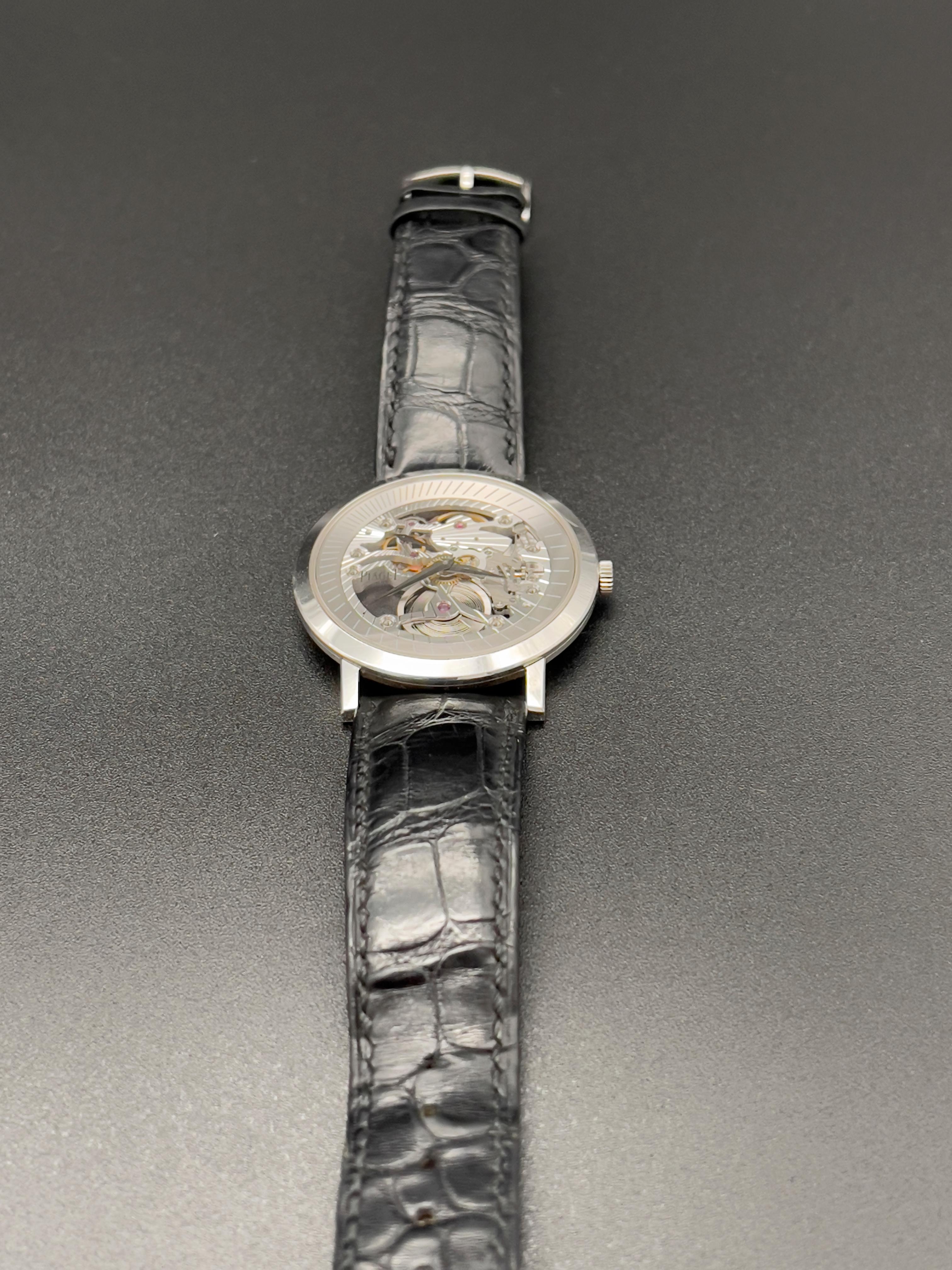 Contemporary Piaget White Gold Altiplano Skeleton G0A33115 Manual-Wind Wristwatch For Sale