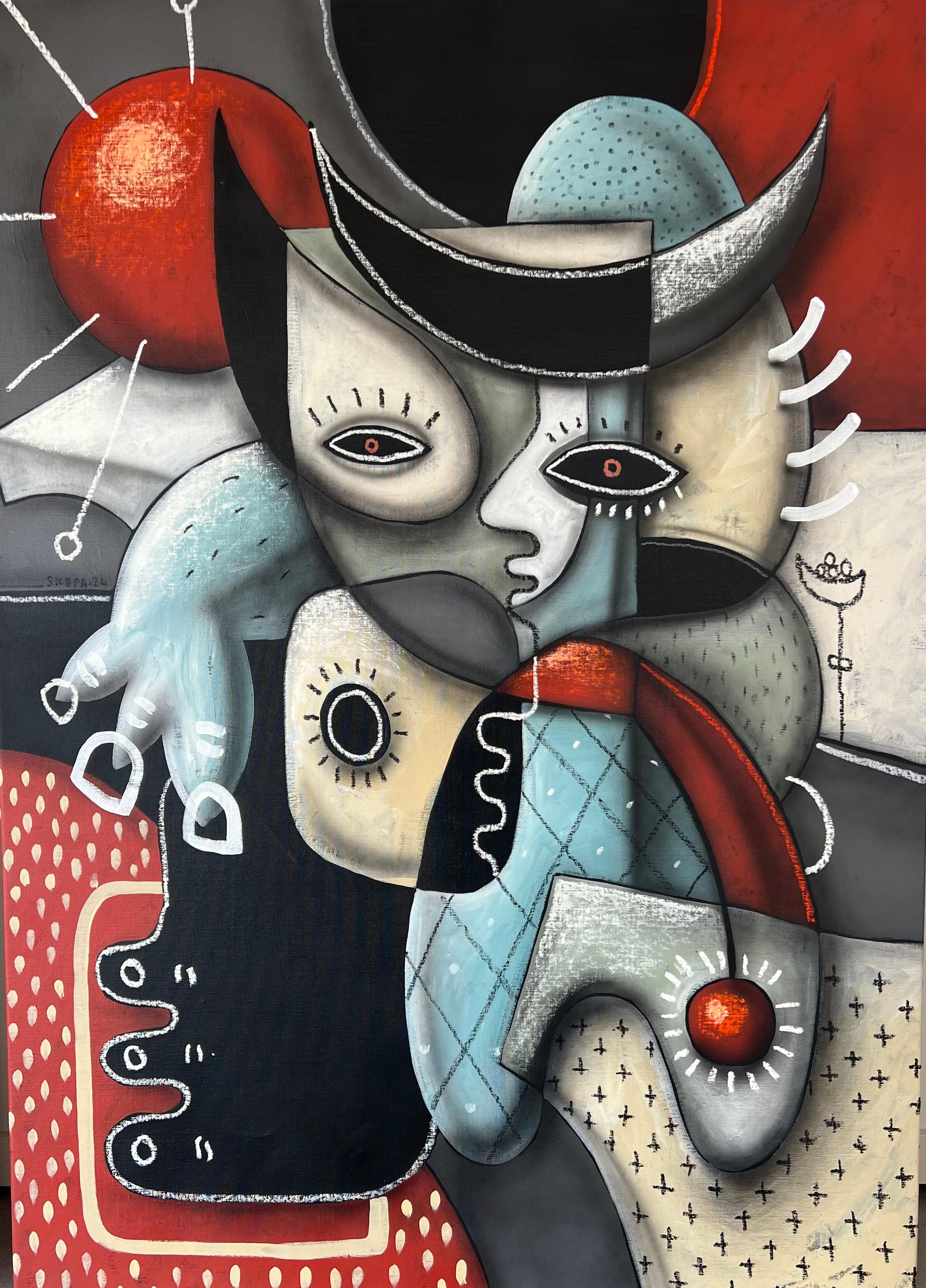 Le Minotaure et la Lanterne Mixed Media on Linen Street Art Grafitti In Stock