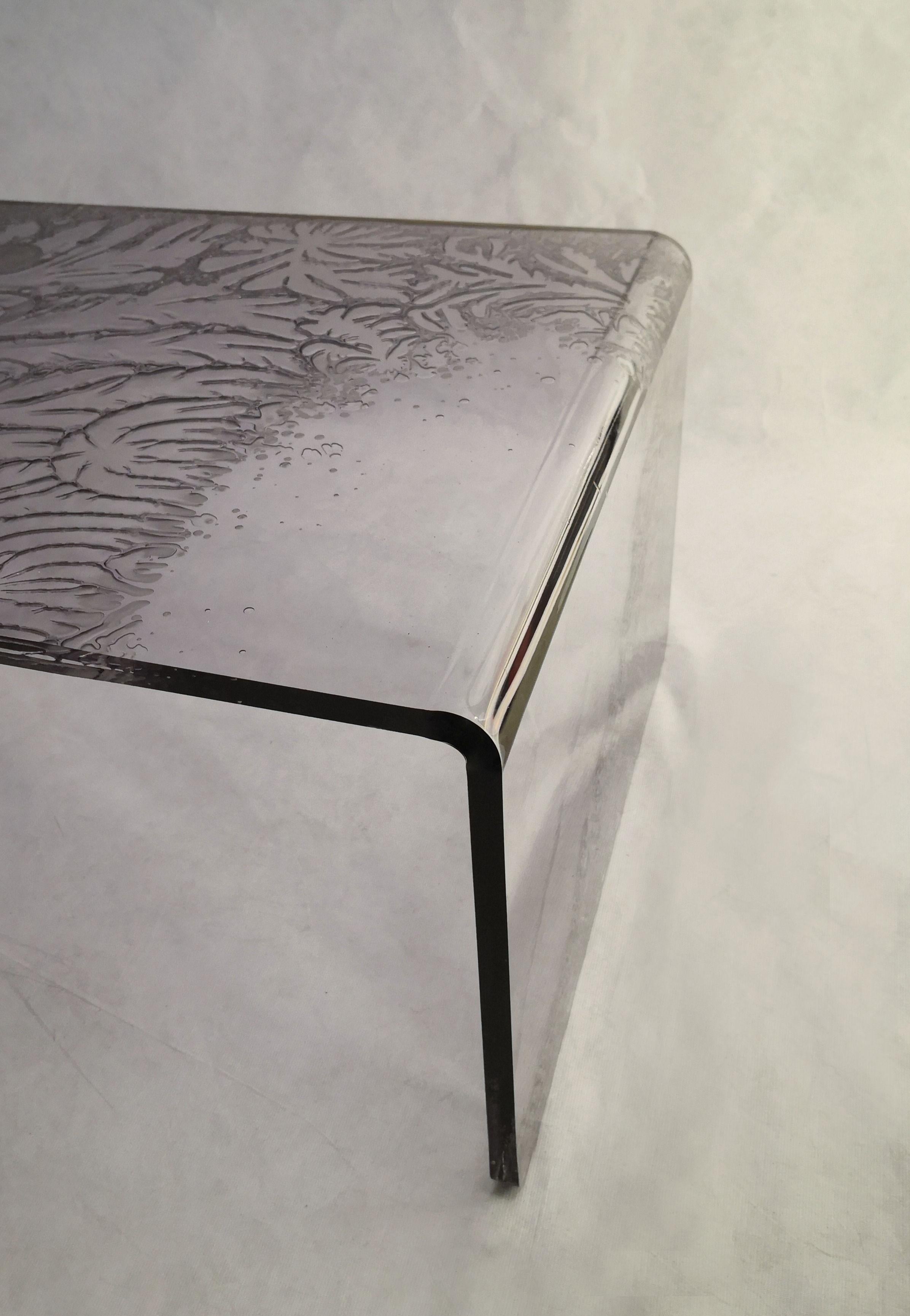 Italian Sketch Bridge Coffeetable Made of Grey Acrylic Design Roberto Giacomucci in 2020 For Sale
