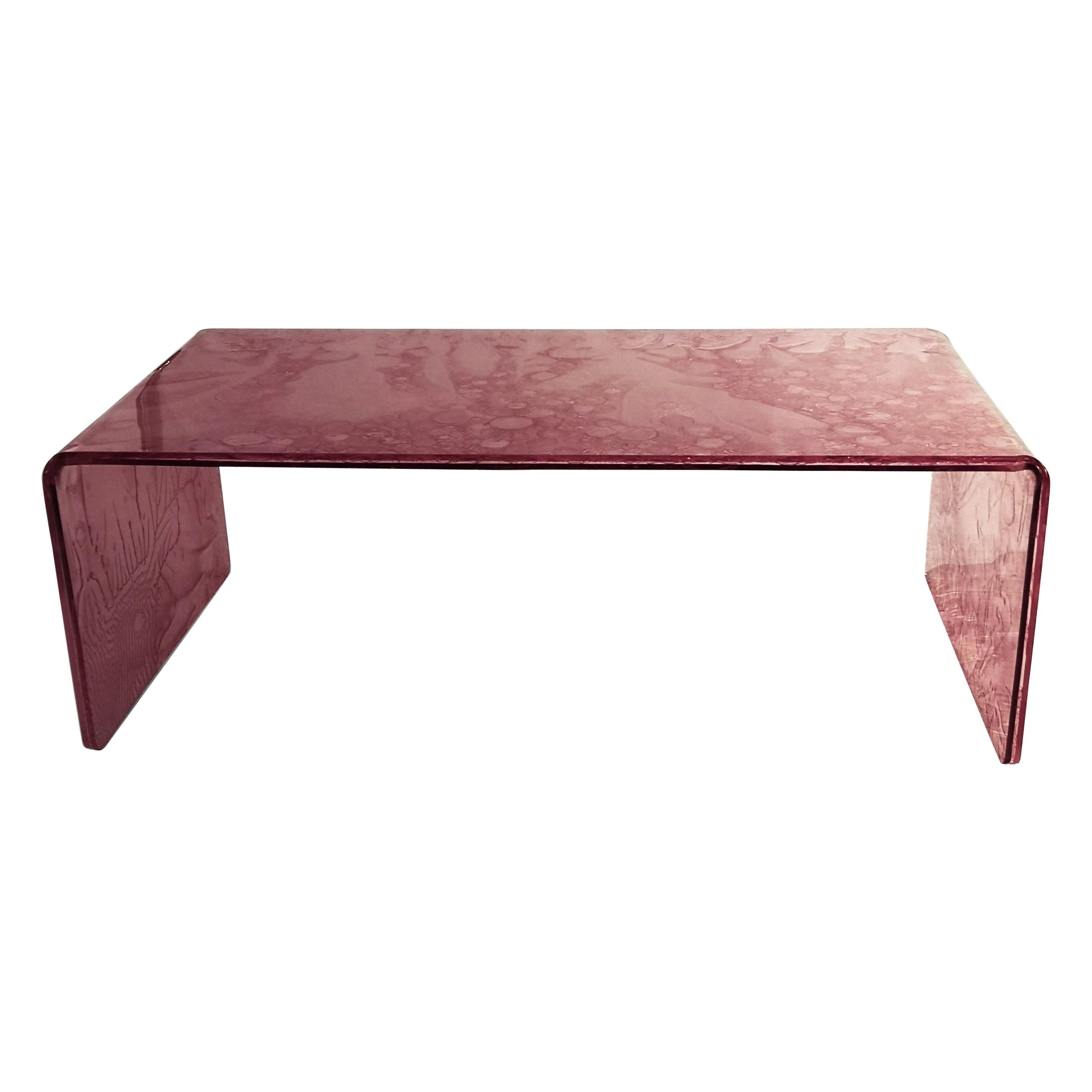 Sketch Bridge Coffeetable Made of Pink Acrylic Design Roberto Giacomucci in 2020 For Sale