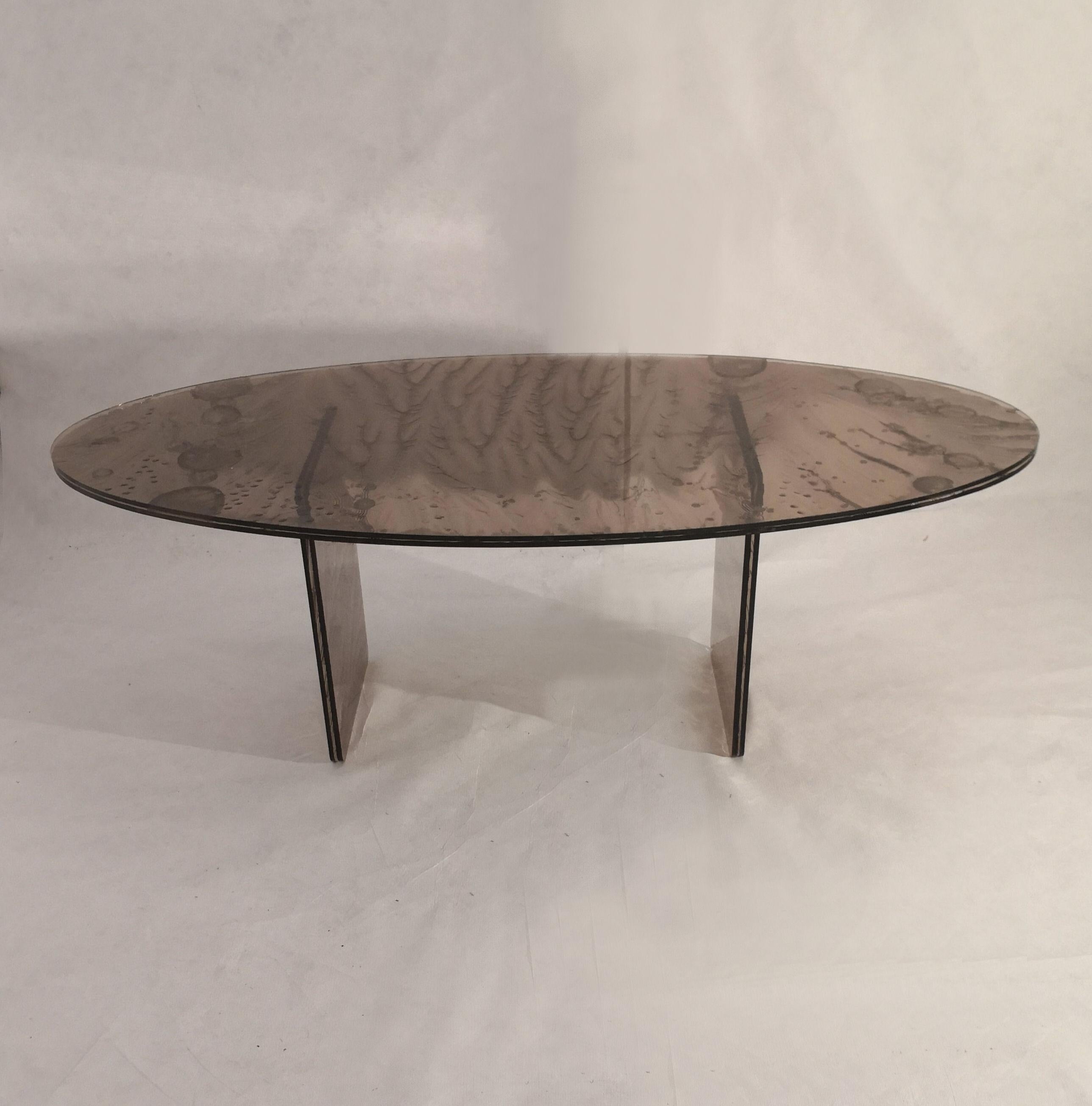 Italian Sketch Coffee Table Made in Acrylic brown Design Roberto Giacomucci in 2023 For Sale