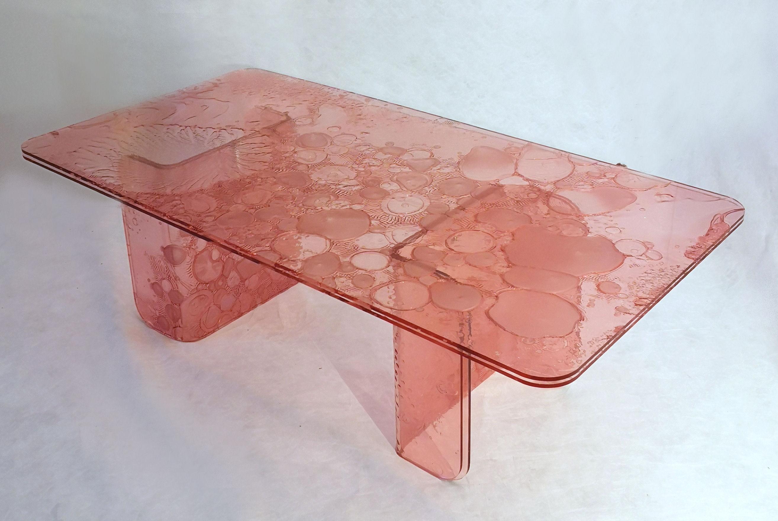 Contemporary Sketch Coffee Table Made in Acrylic Pink Design Roberto Giacomucci in 2021 For Sale
