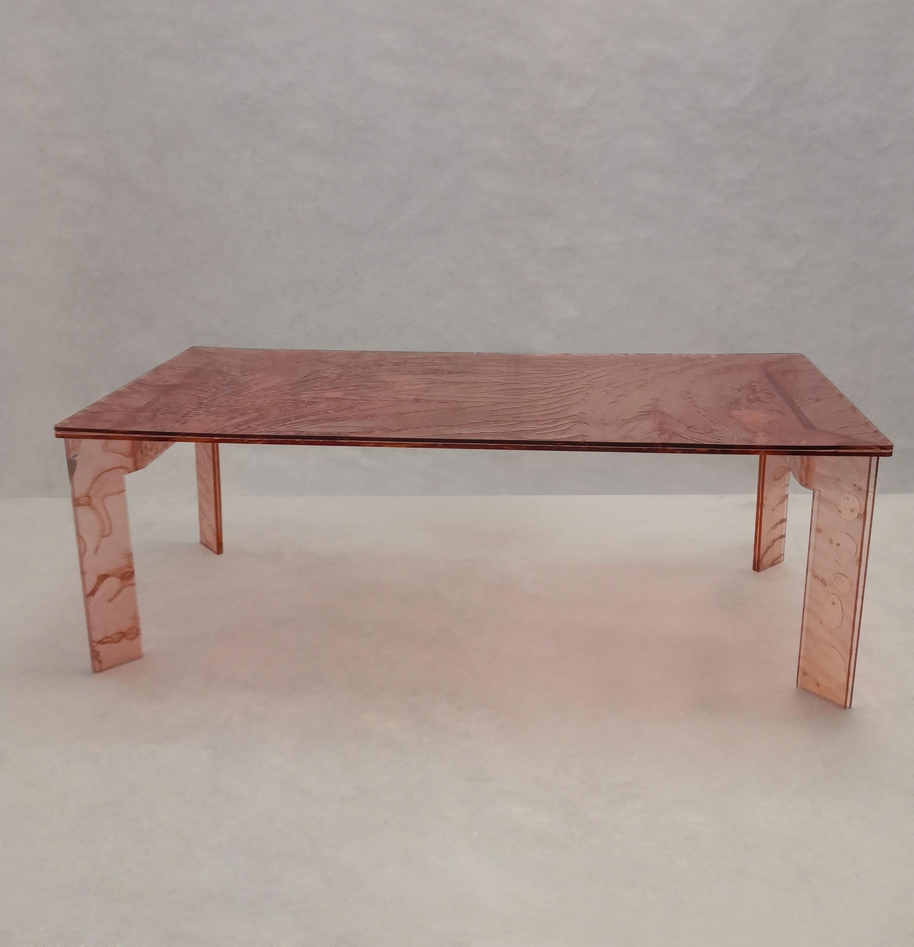 pink acrylic coffee table