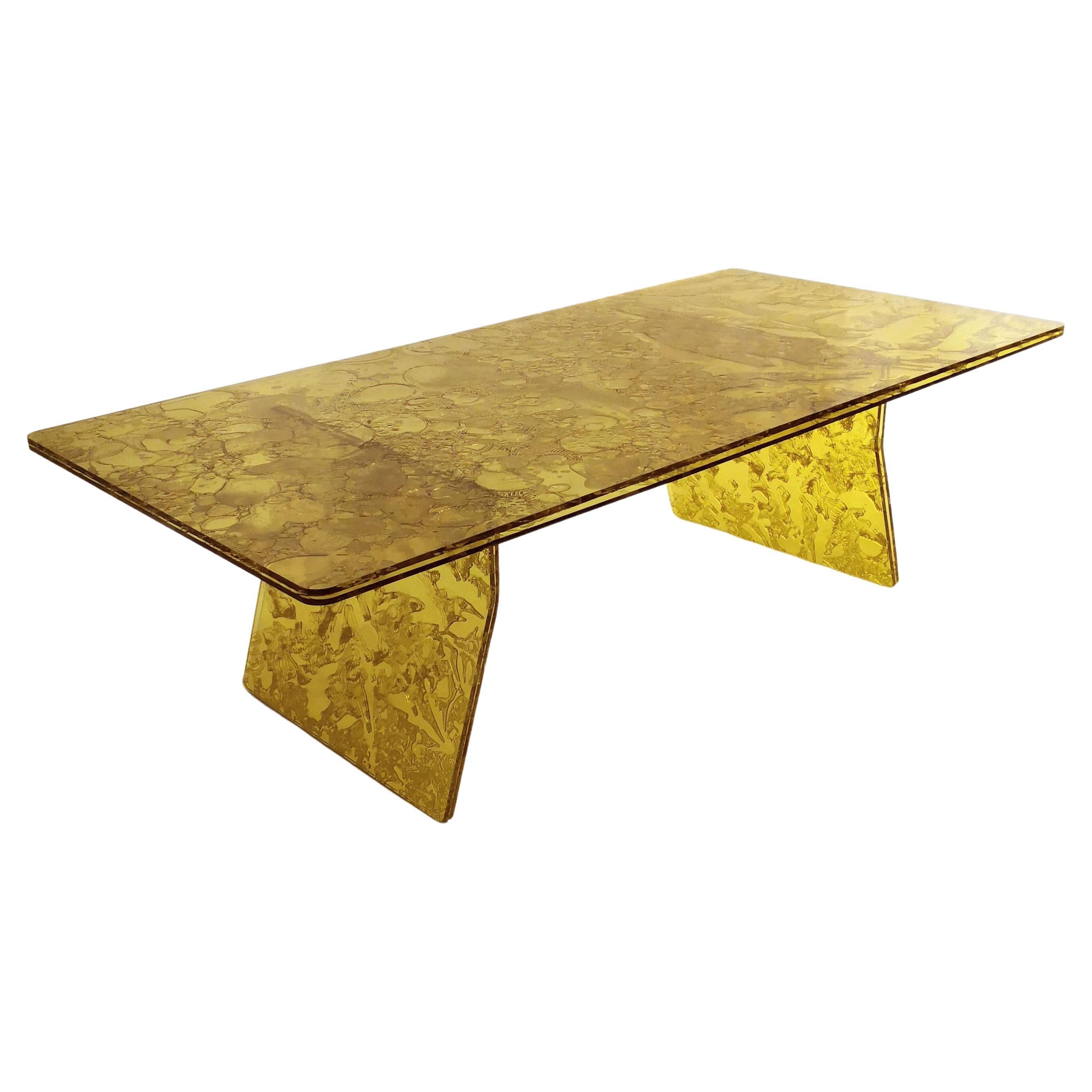 Table basse croquise fabrique en acrylique jaune de Roberto Giacomucci en 2022