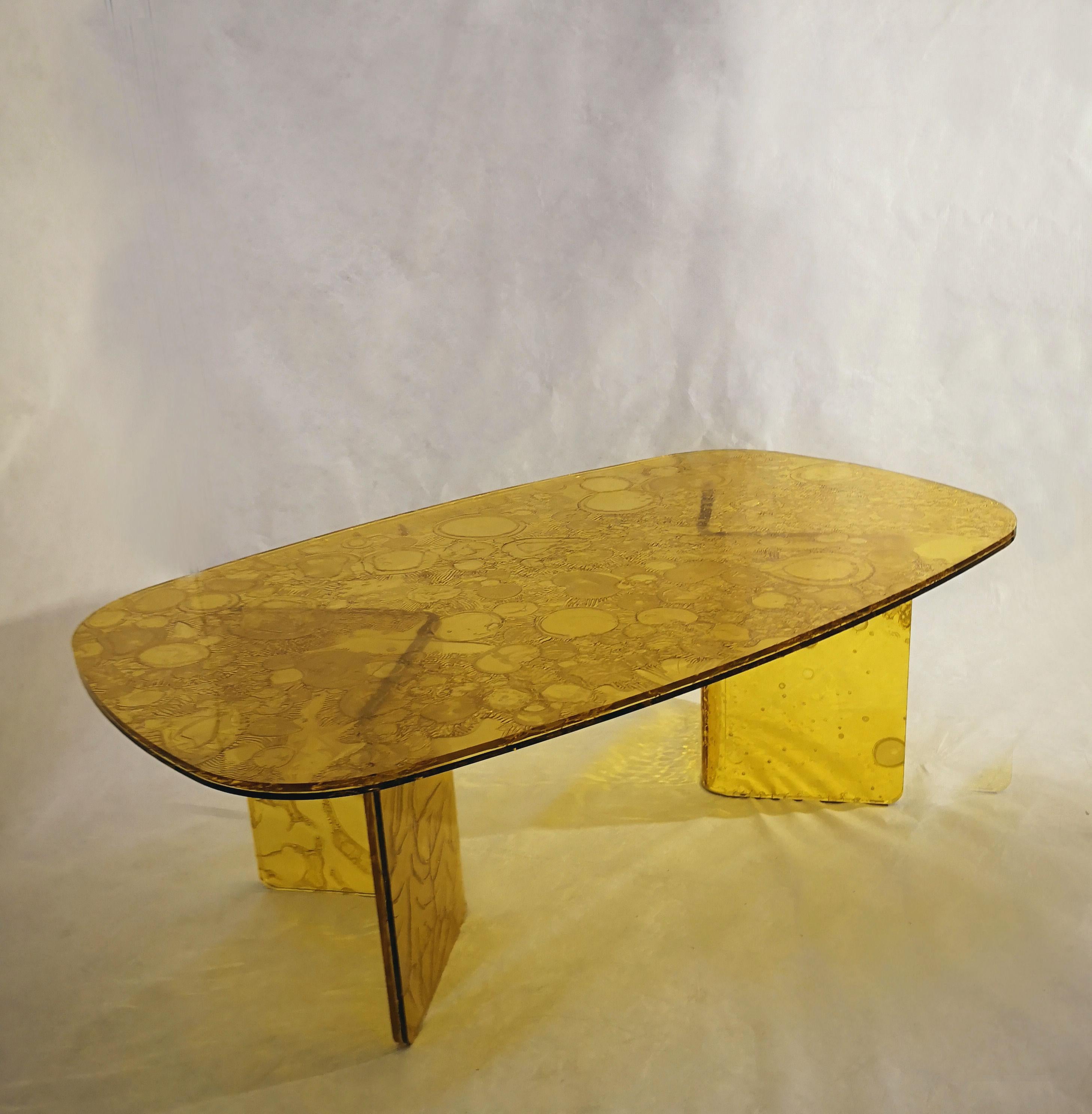 Italian Sketch Coffee Table Made of Yellow Acrylic Design Roberto Giacomucci in 2020 For Sale
