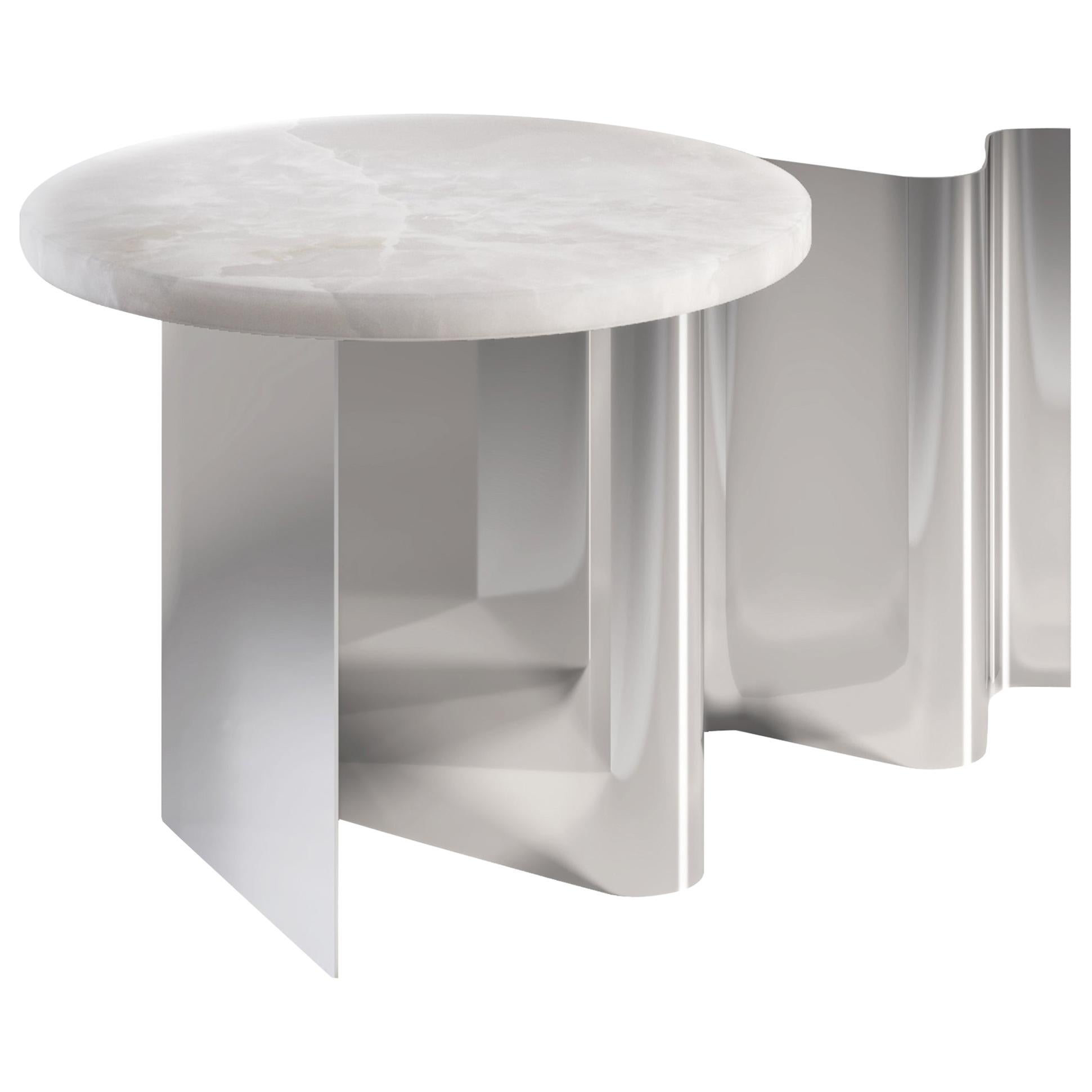 Sketch Contemporary Side Table in Metal and Marble