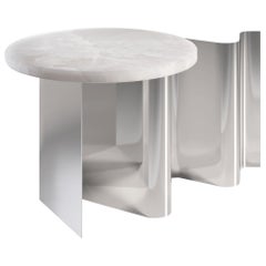 Table d'appoint contemporaine Sketch en métal et marbre