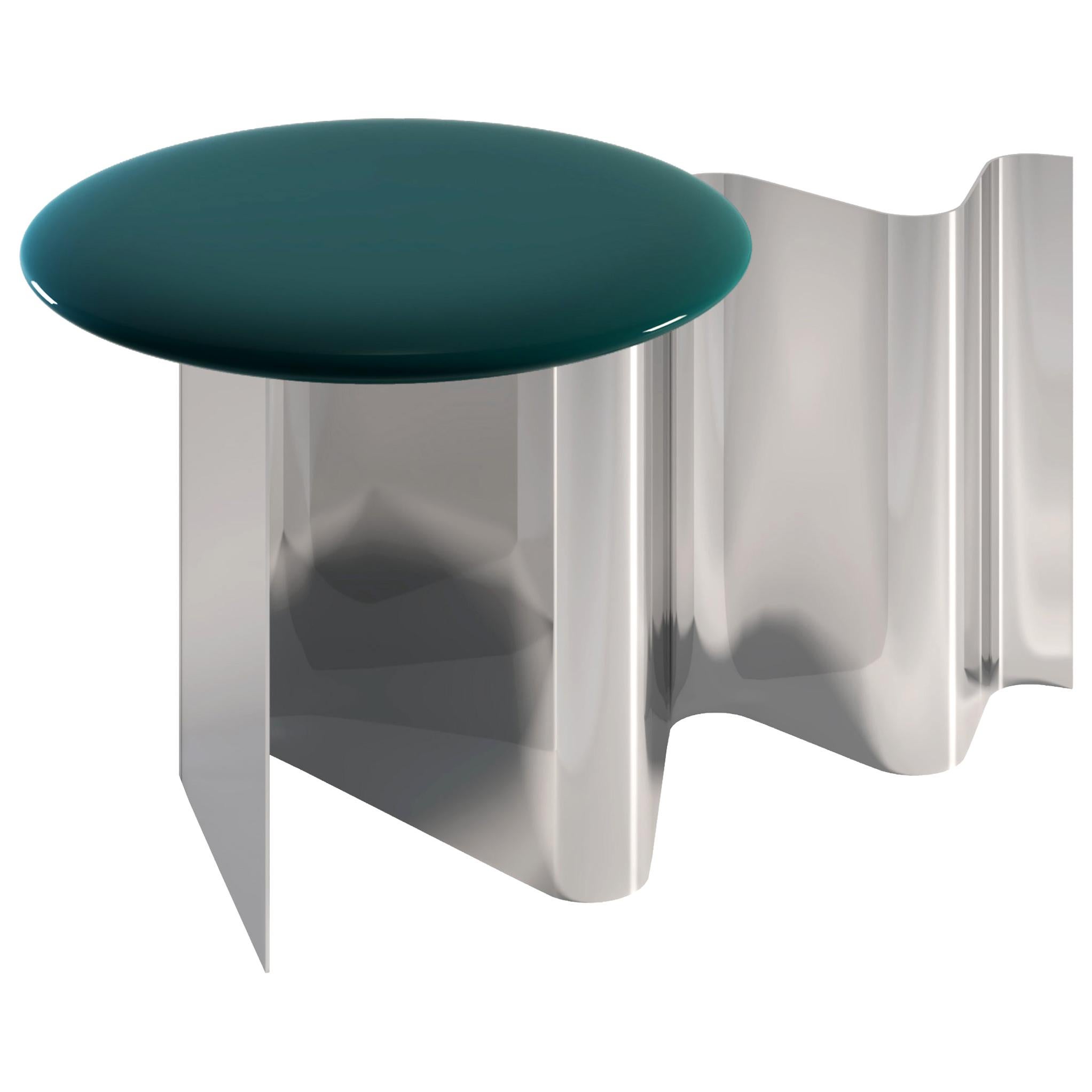 Sketch Contemporary Side Table in Metal and Lacquered Top For Sale