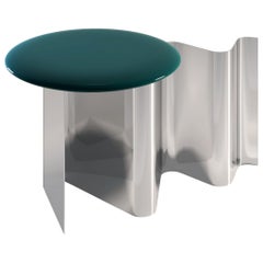 Sketch Contemporary Side Table in Metal and Lacquered Top