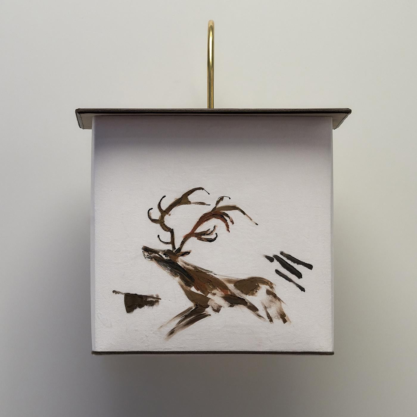Brass Sketch Deer Sconce For Sale