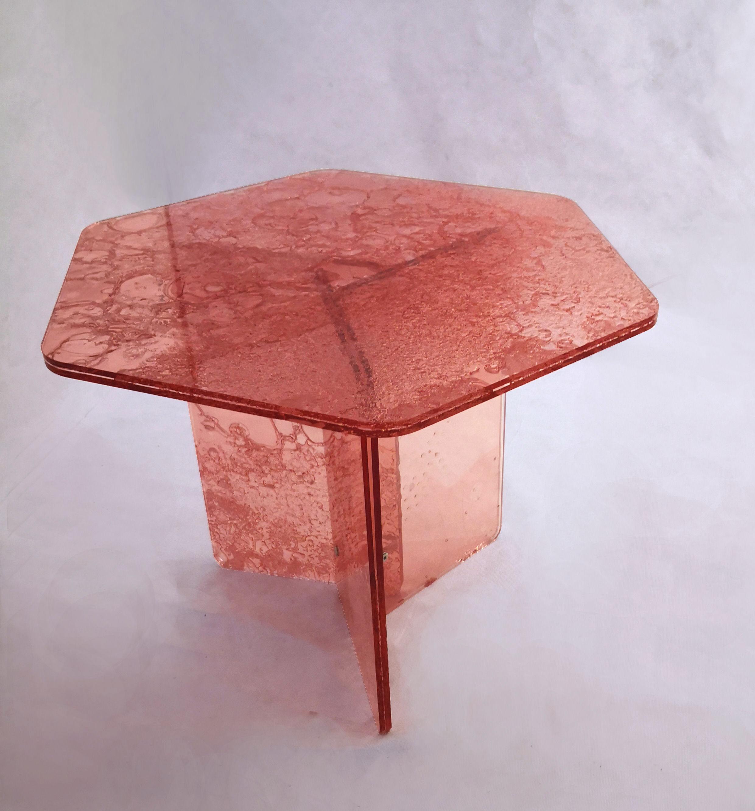 Modern Sketch Hexagon Sidetable Made of Pink Acrylic Des, Roberto Giacomucci in 2020 For Sale