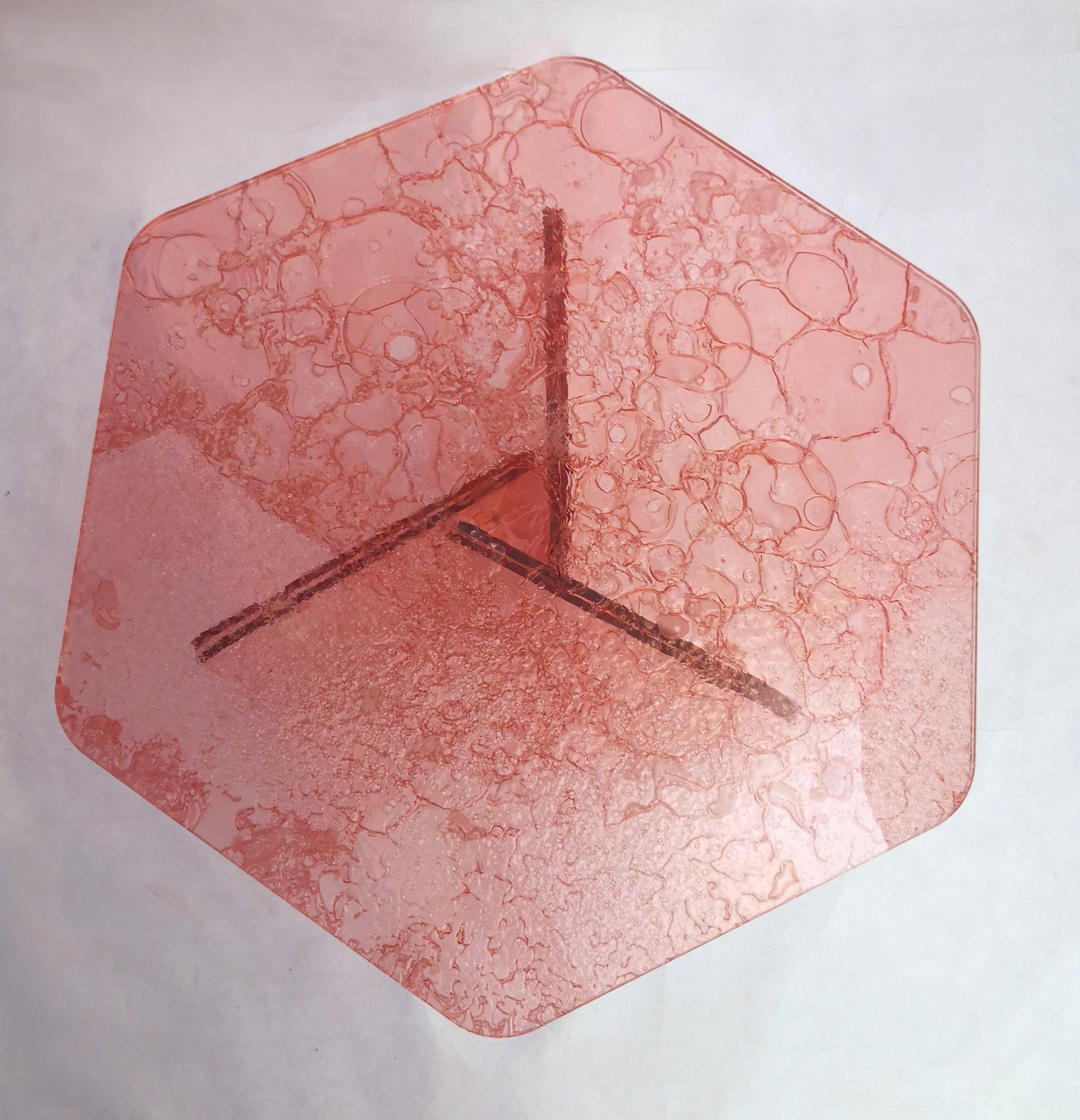 Italian Sketch Hexagon Sidetable Made of Pink Acrylic Des, Roberto Giacomucci in 2020 For Sale