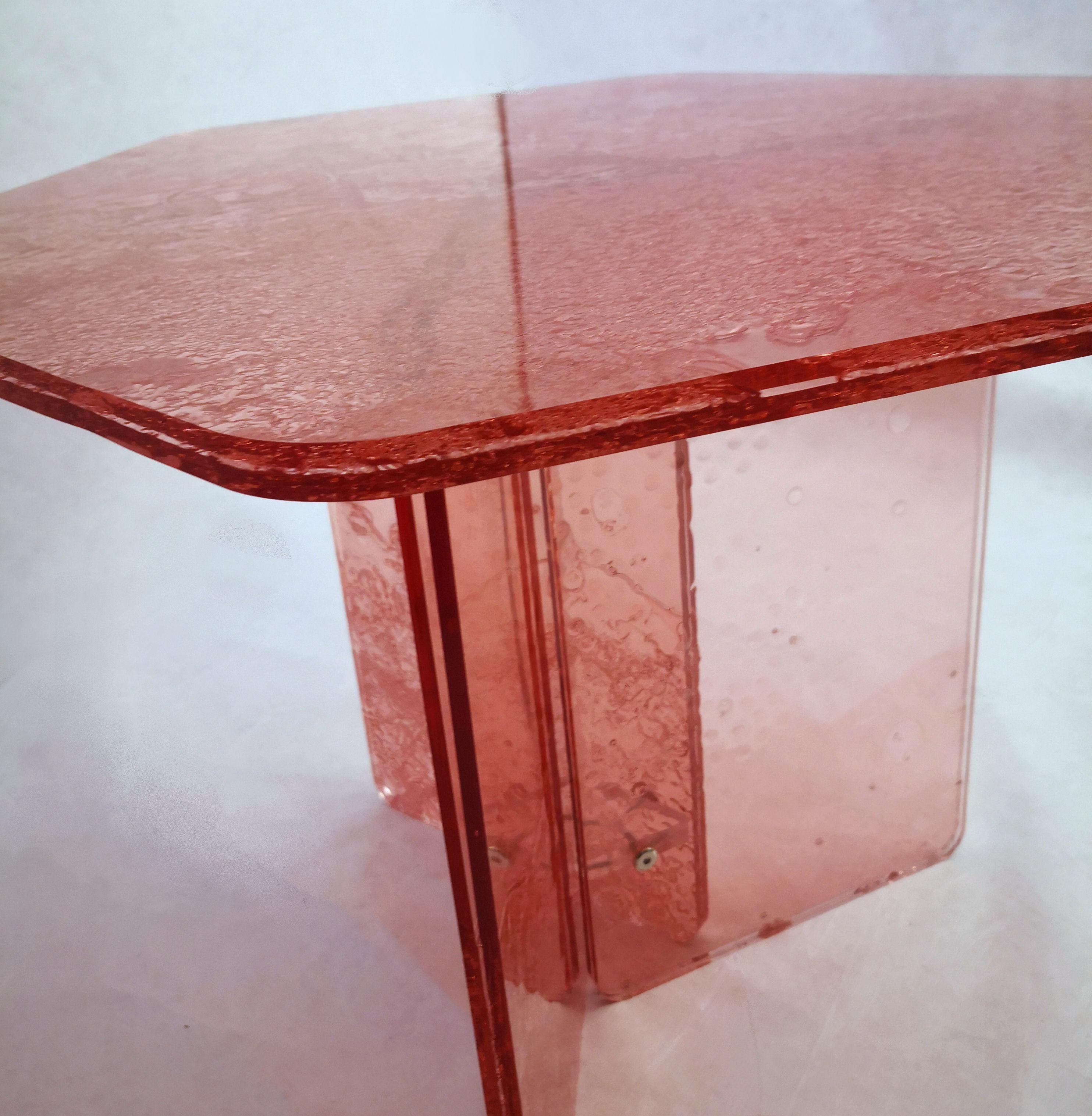 Sketch Hexagon Sidetable Made of Pink Acrylic Des, Roberto Giacomucci in 2020 In New Condition For Sale In ancona, IT