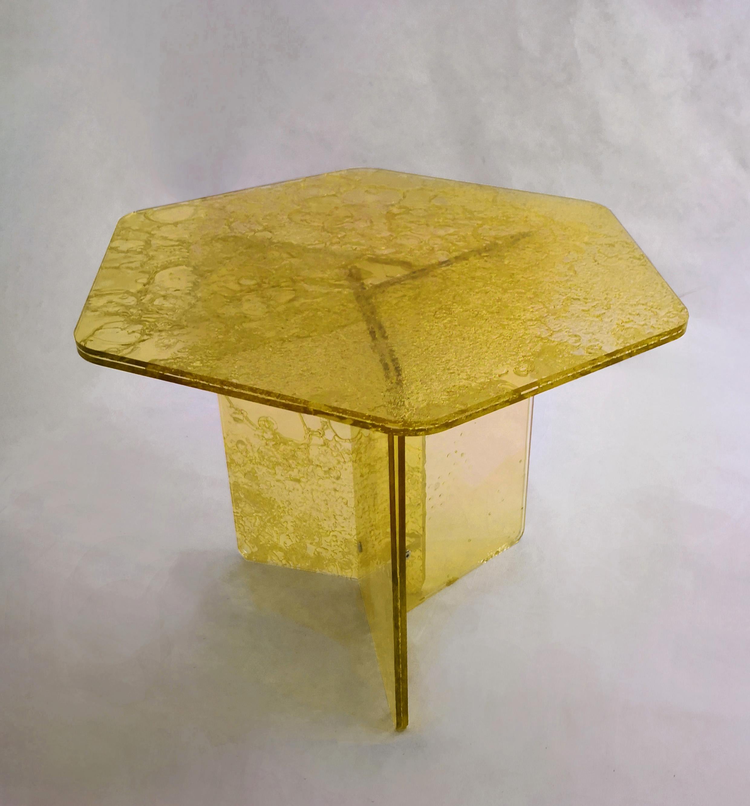Modern Sketch Hexagon Sidetable Made of Yellow Acrylic Des, Roberto Giacomucci in 2020 For Sale