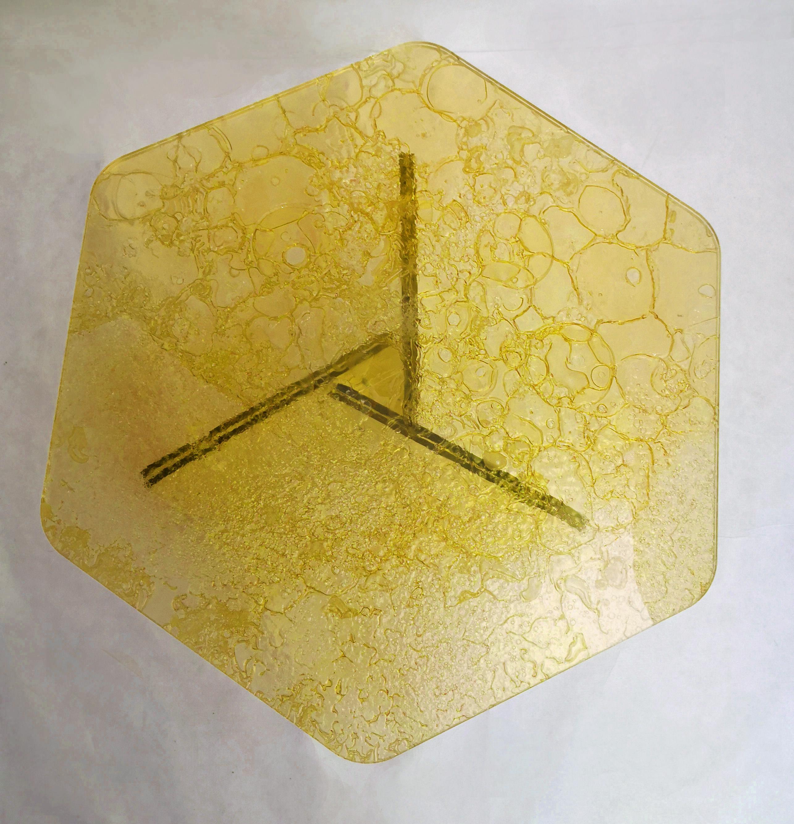 Machine-Made Sketch Hexagon Sidetable Made of Yellow Acrylic Des, Roberto Giacomucci in 2020 For Sale