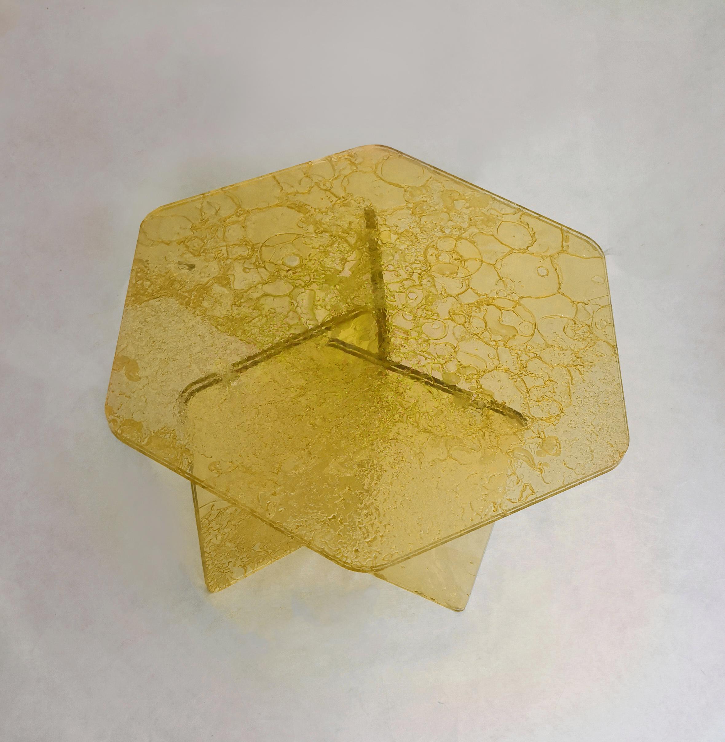 Sketch Hexagon Sidetable Made of Yellow Acrylic Des, Roberto Giacomucci in 2020 In New Condition For Sale In ancona, IT