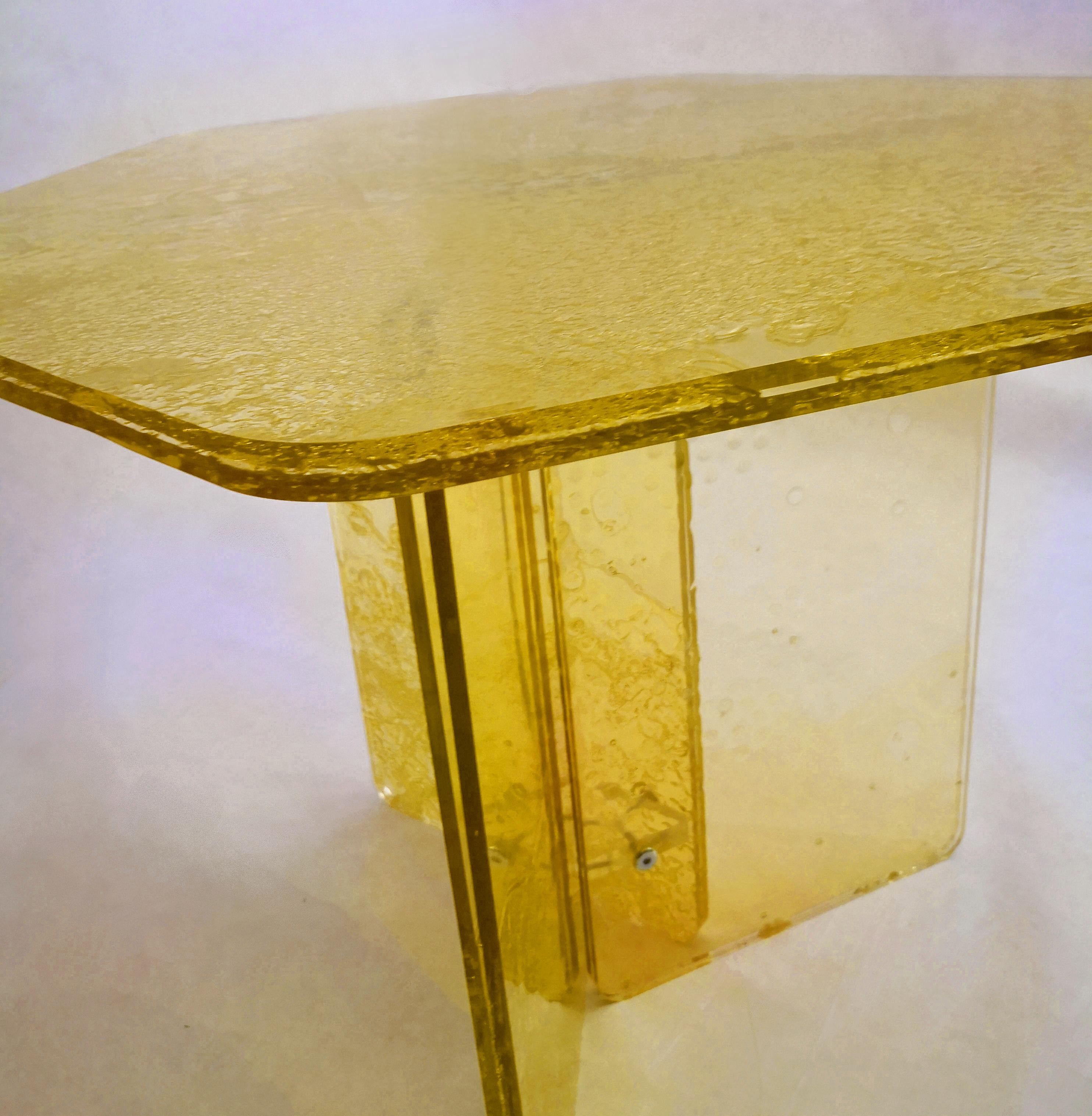 Contemporary Sketch Hexagon Sidetable Made of Yellow Acrylic Des, Roberto Giacomucci in 2020 For Sale
