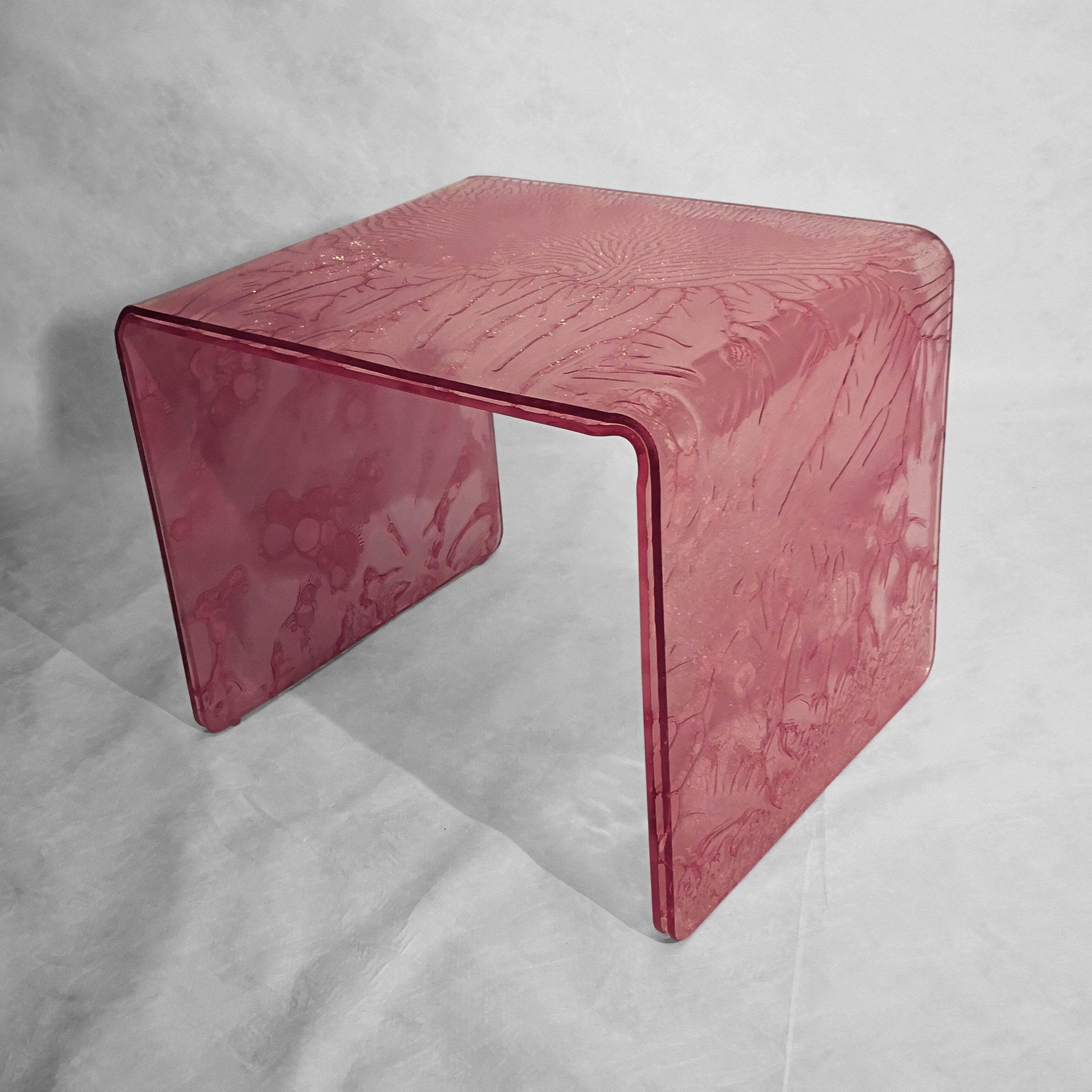 pink acrylic side table