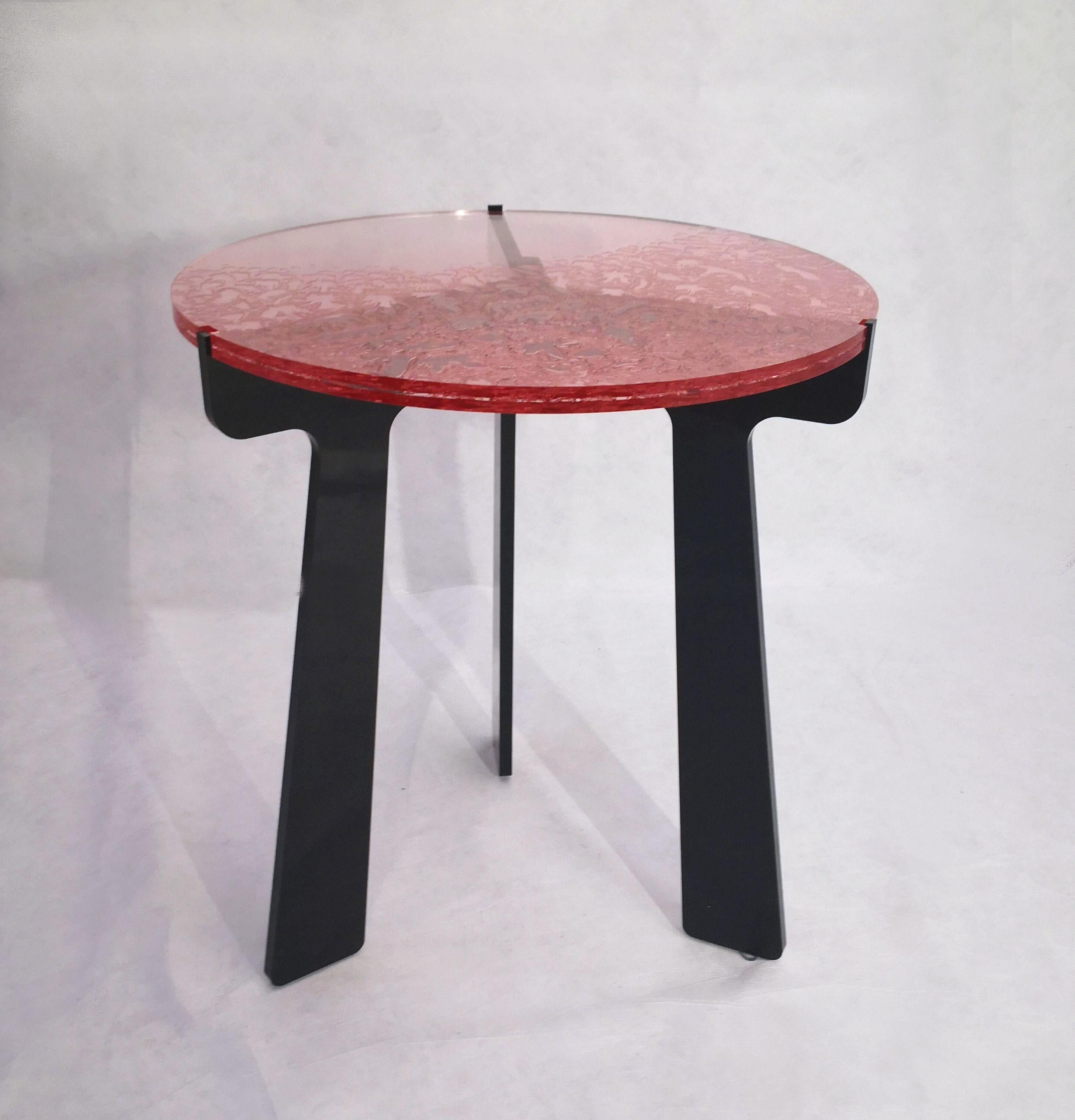Italian Sketch Mini Sidetable Made of Pink Acrylic Des, Roberto Giacomucci in 2021 For Sale