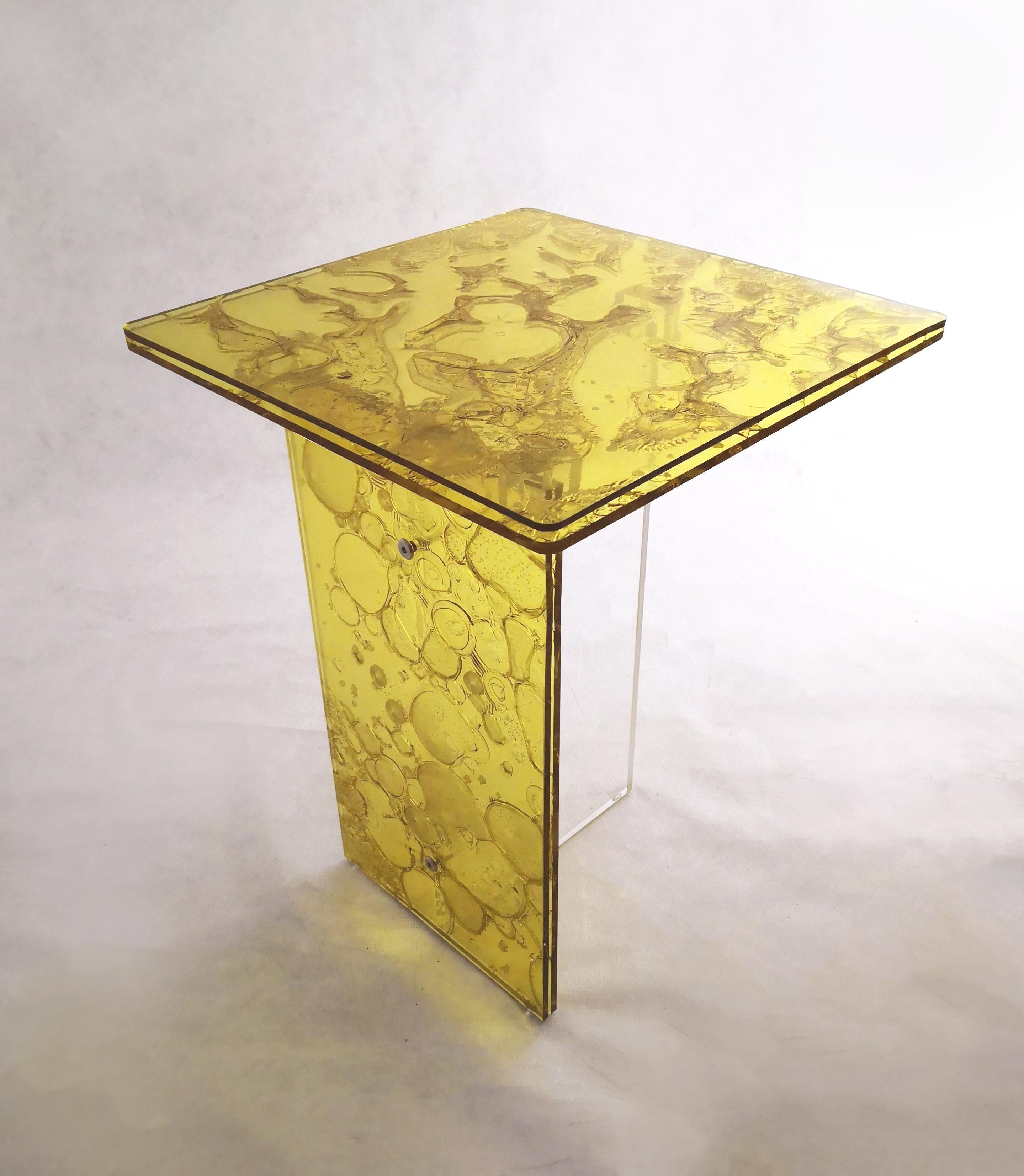 Sketch Mini Sidetable Made of Yellow Acrylic Des. Roberto Giacomucci in 2022 For Sale 1