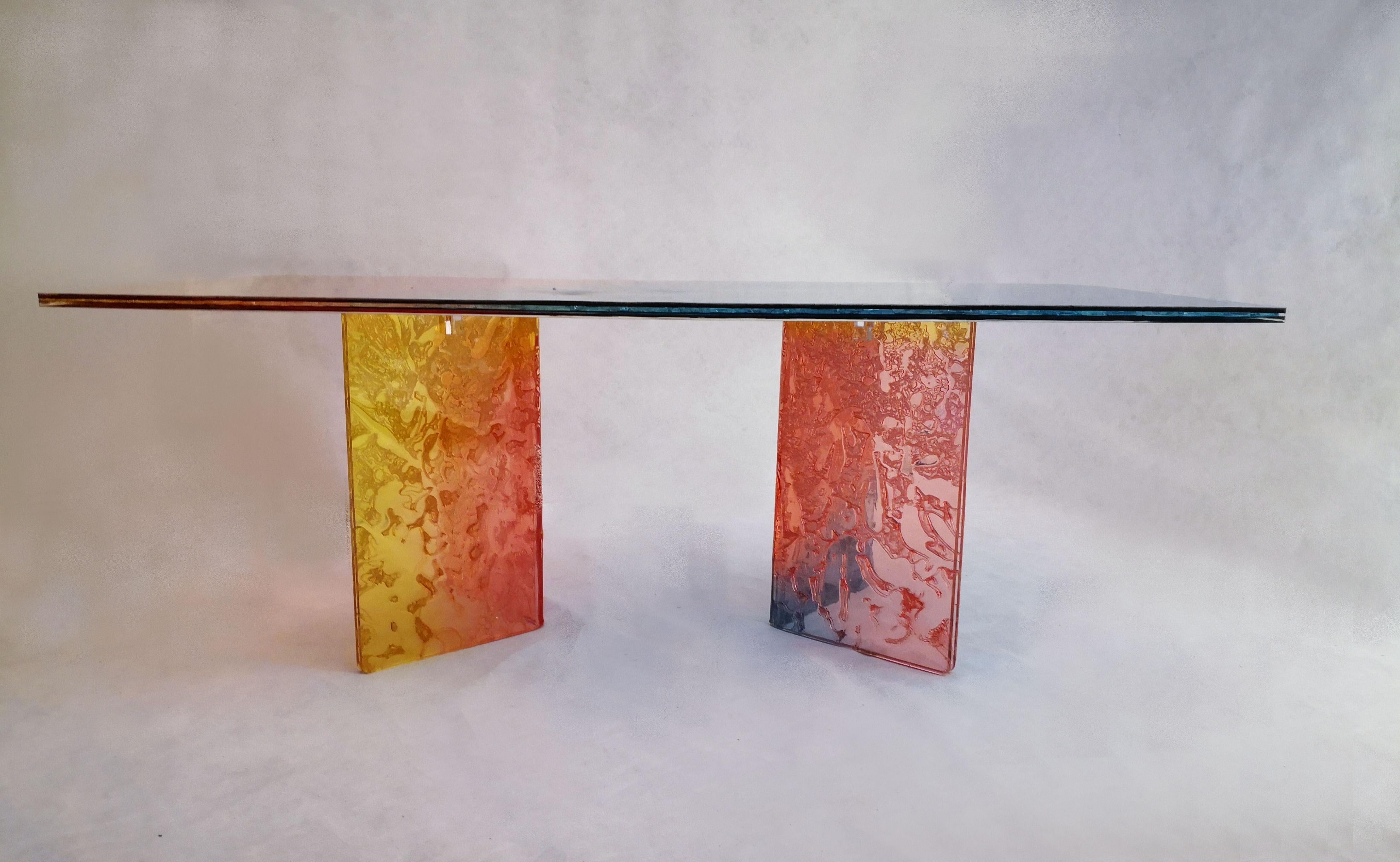Contemporary Sketch Multicolor Coffee Table Made in Acrylic Design Roberto Giacomucci in 2022 For Sale