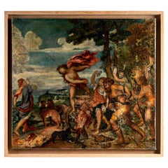 Sketch, Oil on Canvas, Bacchus and Ariadne After the Original Work by Titian