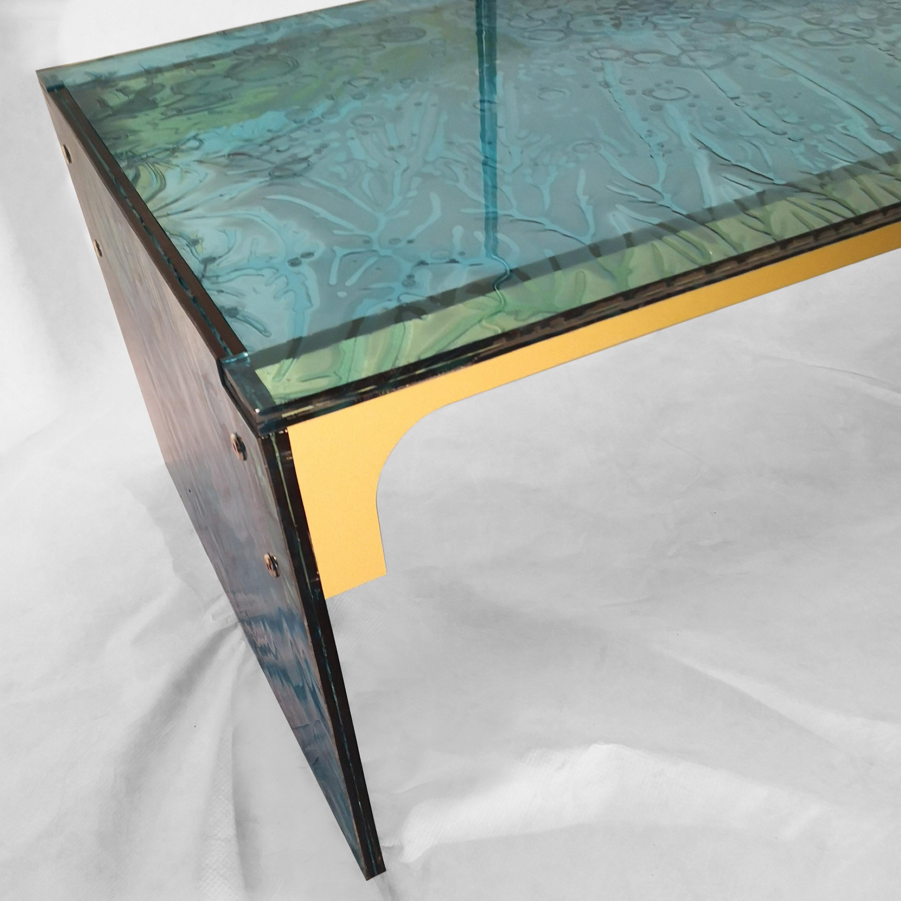 italien Table basse Quadro faite d'acrylique vert Des, Roberto Giacomucci en 2020 en vente