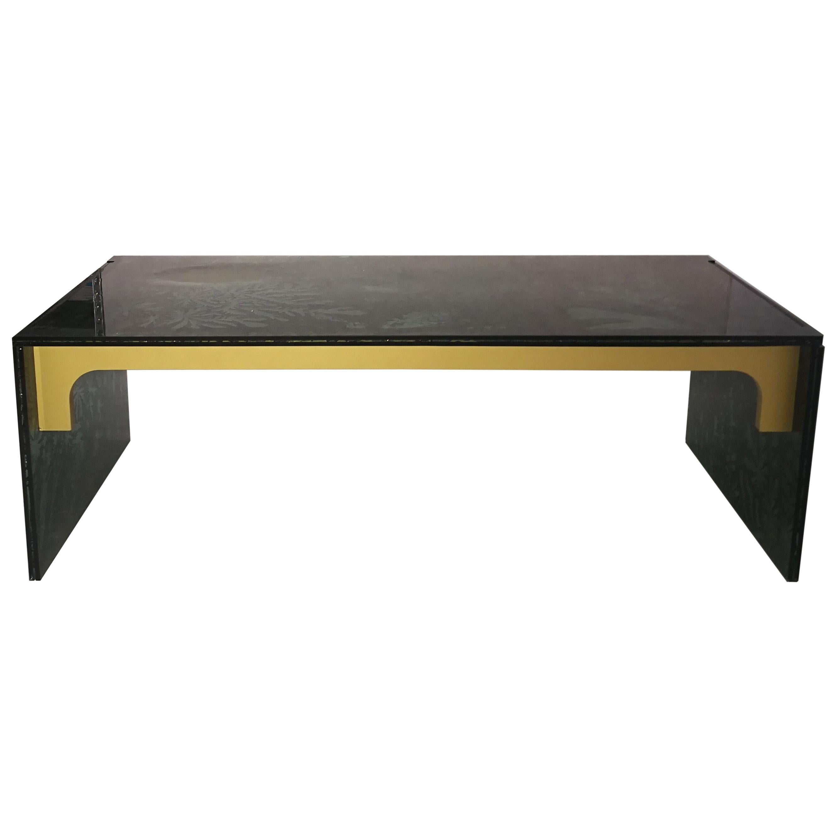 Sketch Quadro Coffee Table Made of Green Moss Acrylic Des, Roberto Giacomucci For Sale