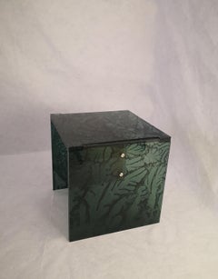 Sketch Quadro Side Table 1 Made of Green Moss Acrylic Des, Roberto Giacomucci