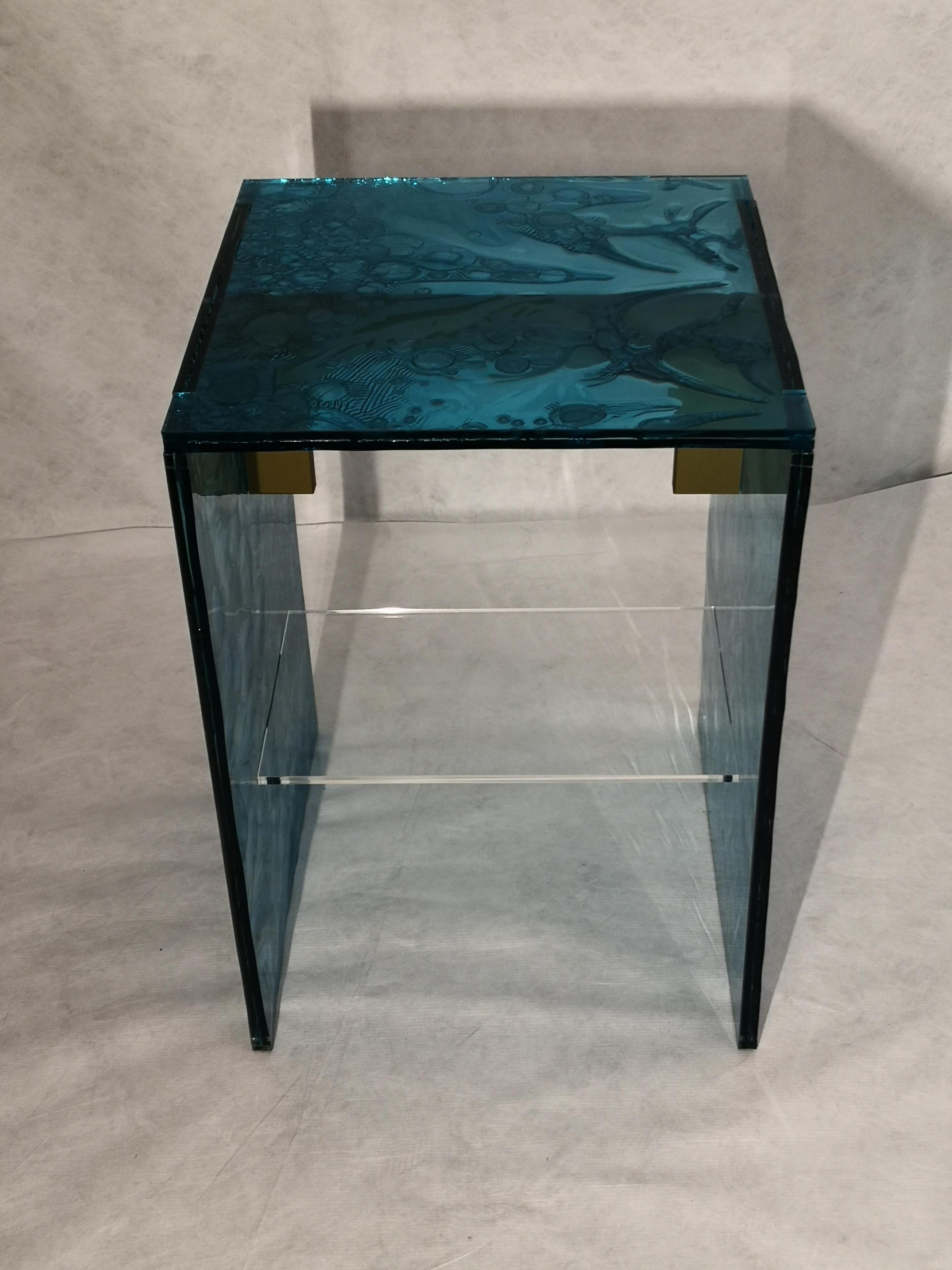 Modern Sketch Quadro Side Table 2 Made of Green Acrylic Des. Roberto Giacomucci in 2020 For Sale