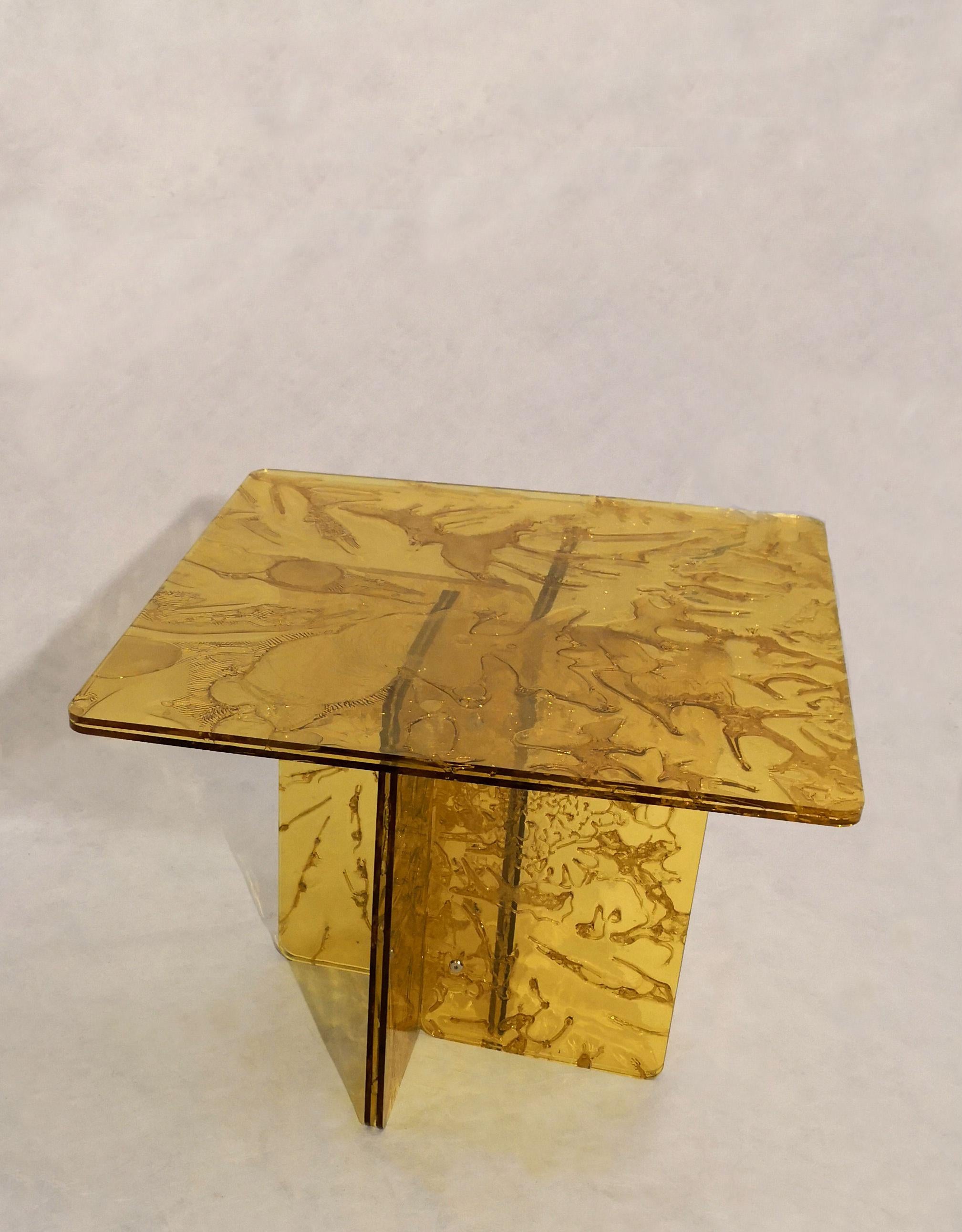 Sketch Quadro Sidetable Made of Yellow Acrylic Des. Roberto Giacomucci in 2022 For Sale 4
