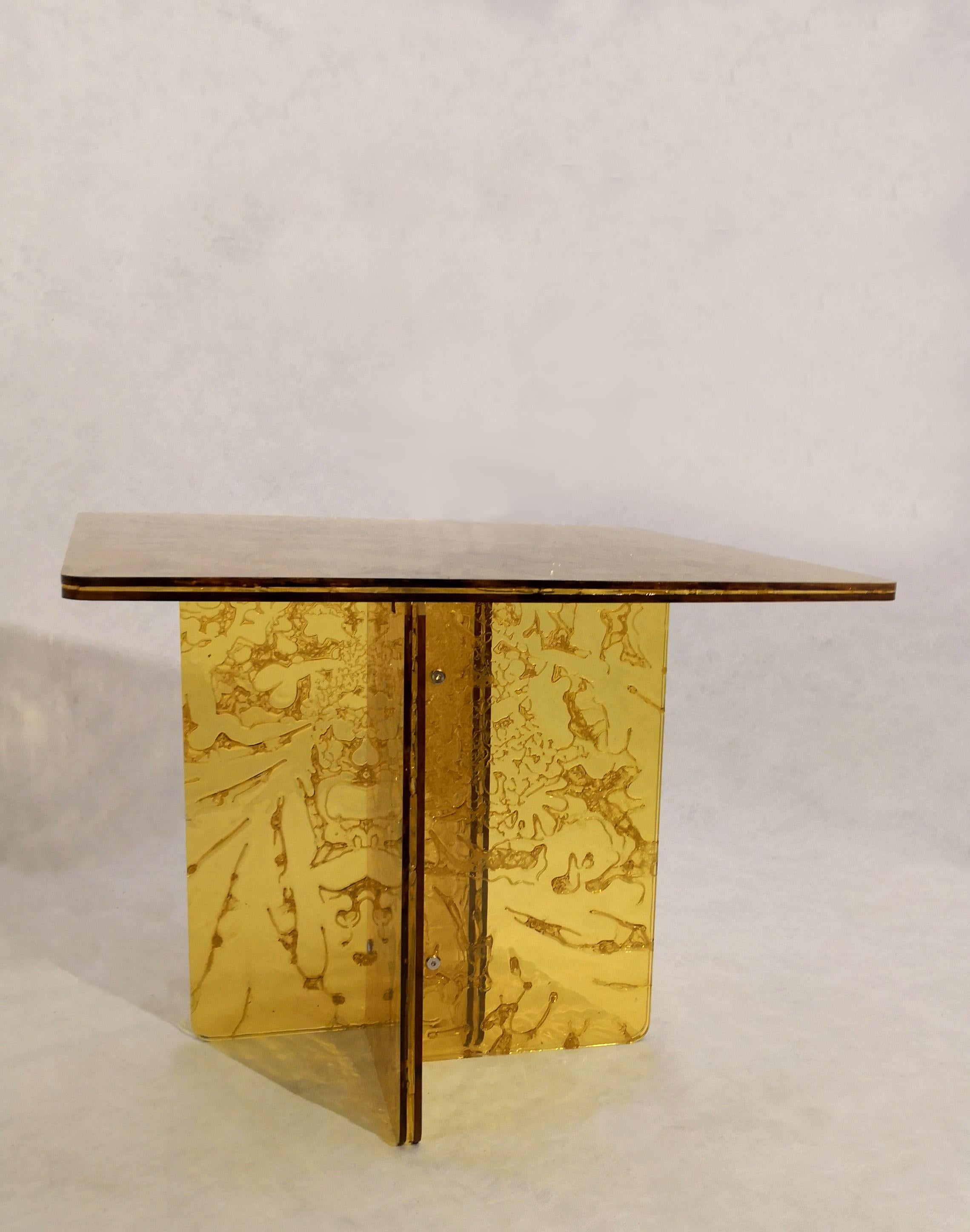 Sketch Quadro Sidetable Made of Yellow Acrylic Des. Roberto Giacomucci in 2022 For Sale 5