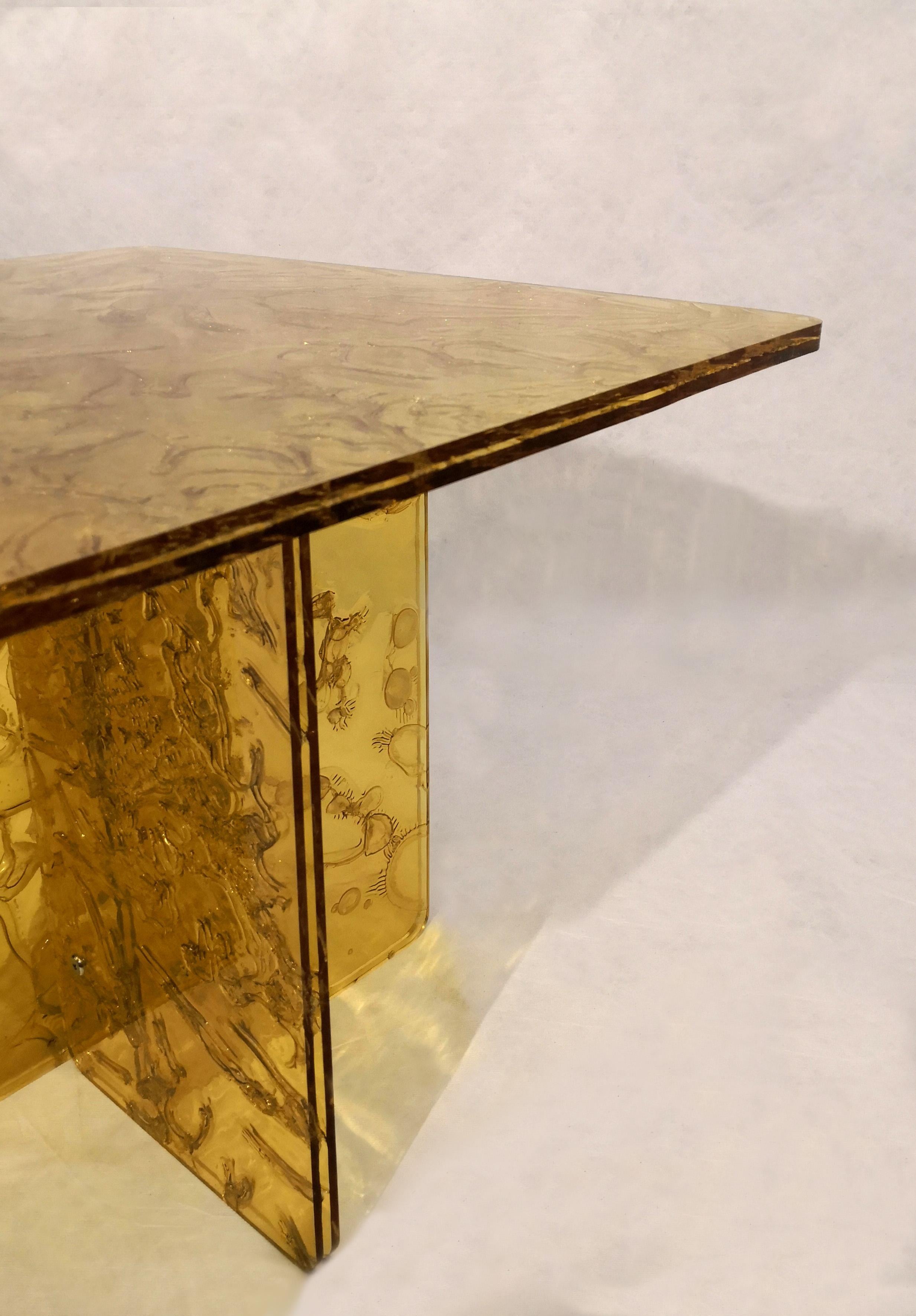 Sketch Quadro Sidetable Made of Yellow Acrylic Des. Roberto Giacomucci in 2022 For Sale 1
